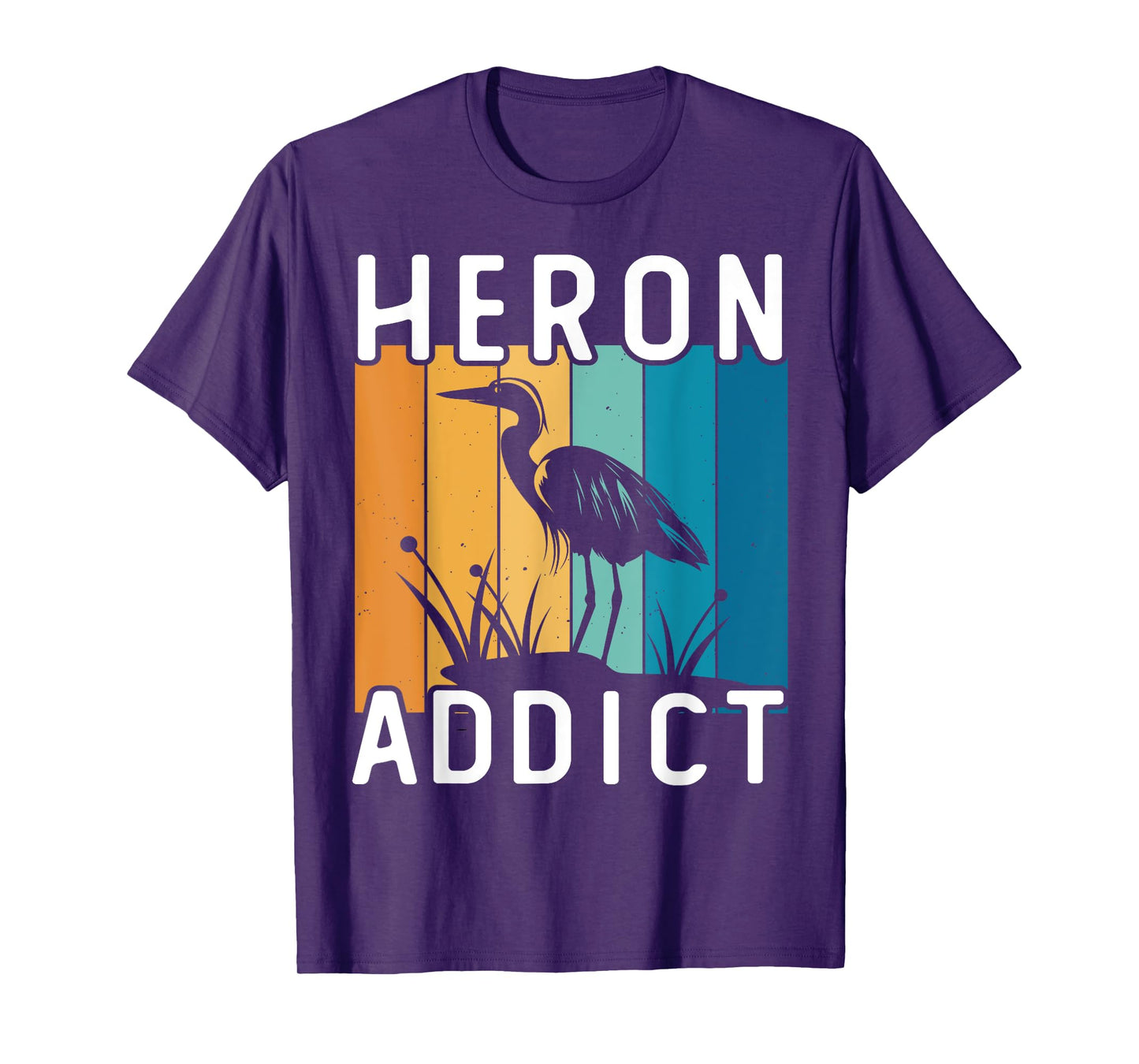 Retro Birding Heron Addict Bird T-Shirt