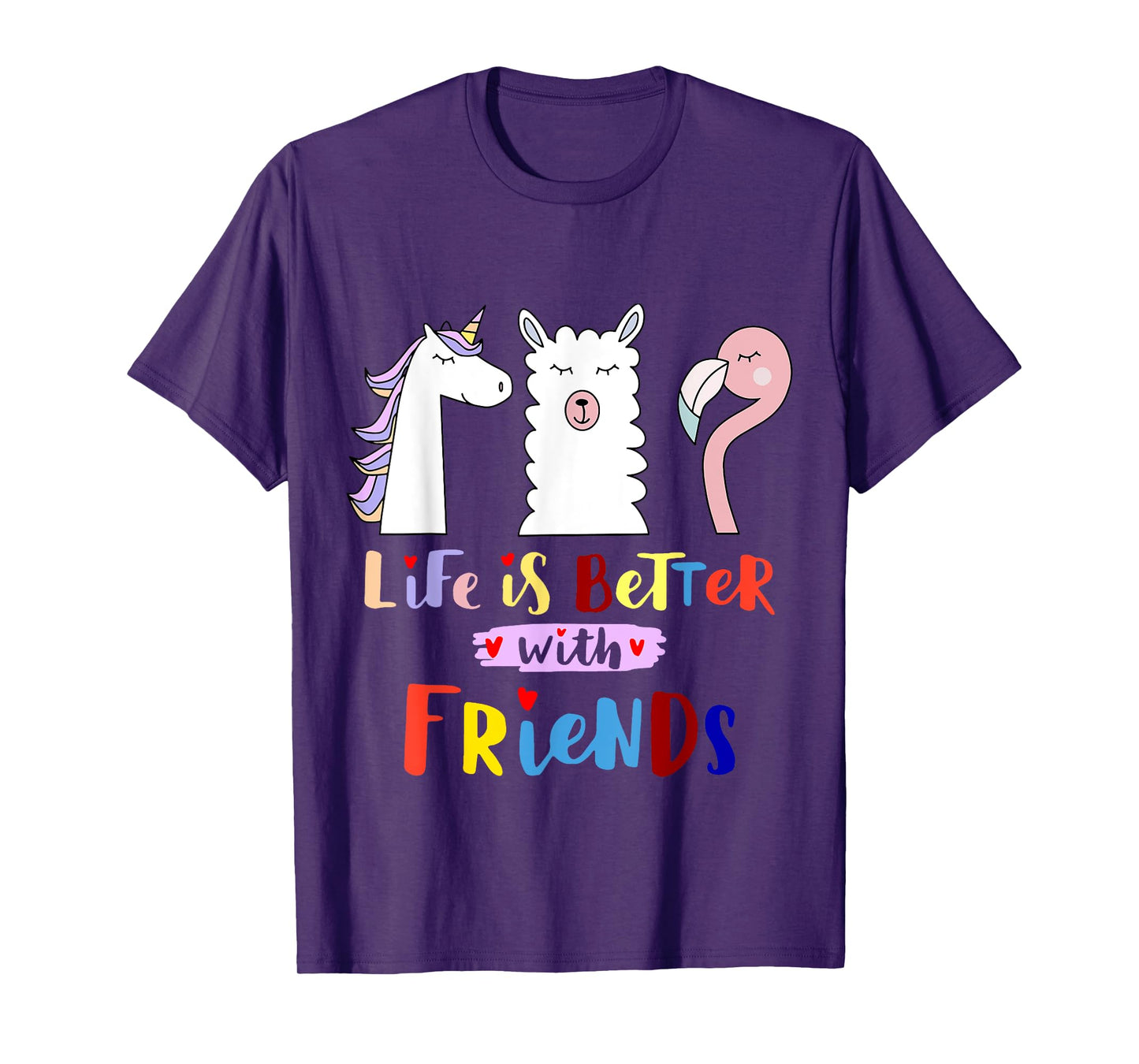 Das Leben besser mit mein Freunde - Llama Unicorn Flamingo T-Shirt