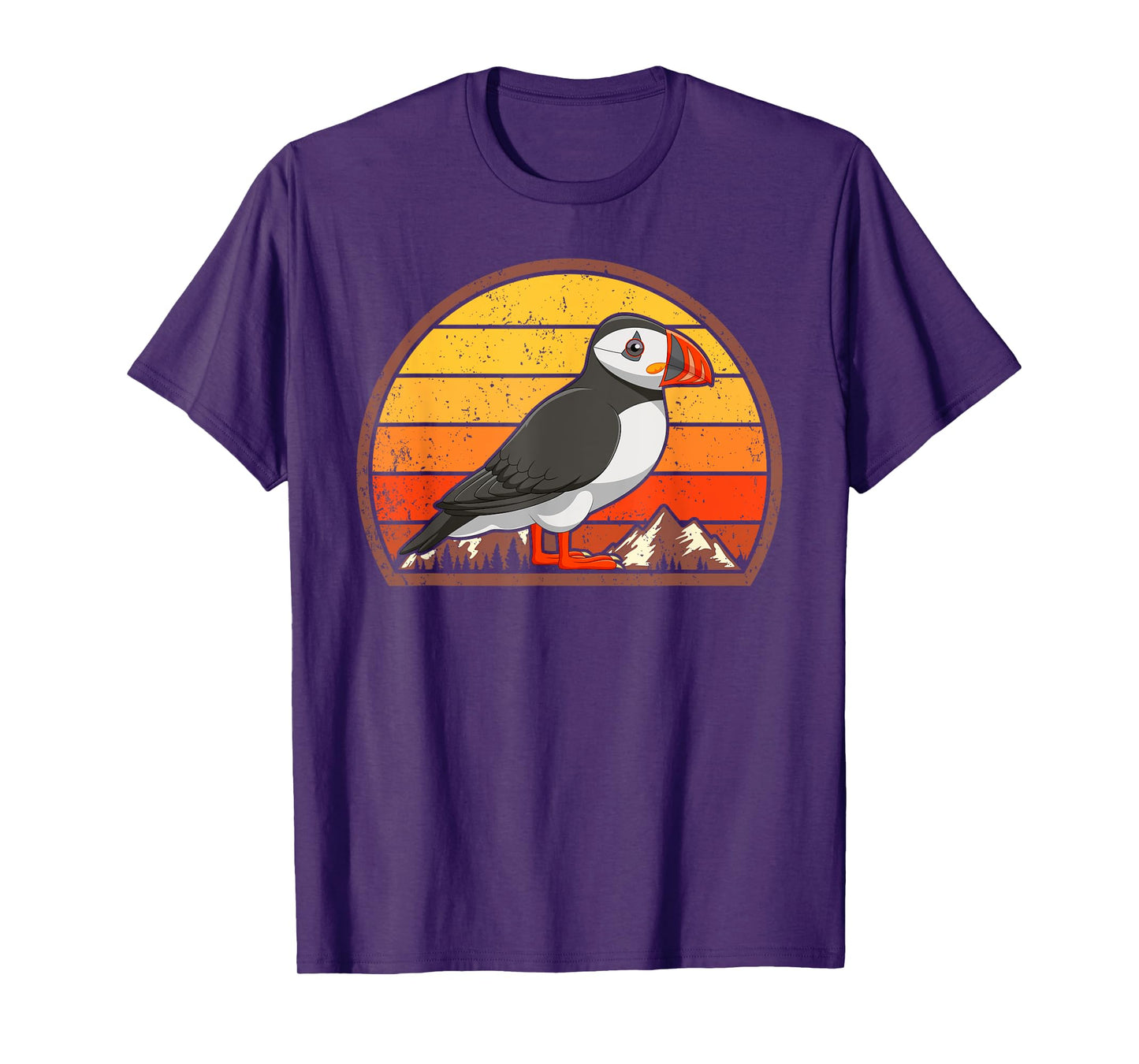 Sunset Puffin Lover Gift Vintage Retro Puffin T-Shirt