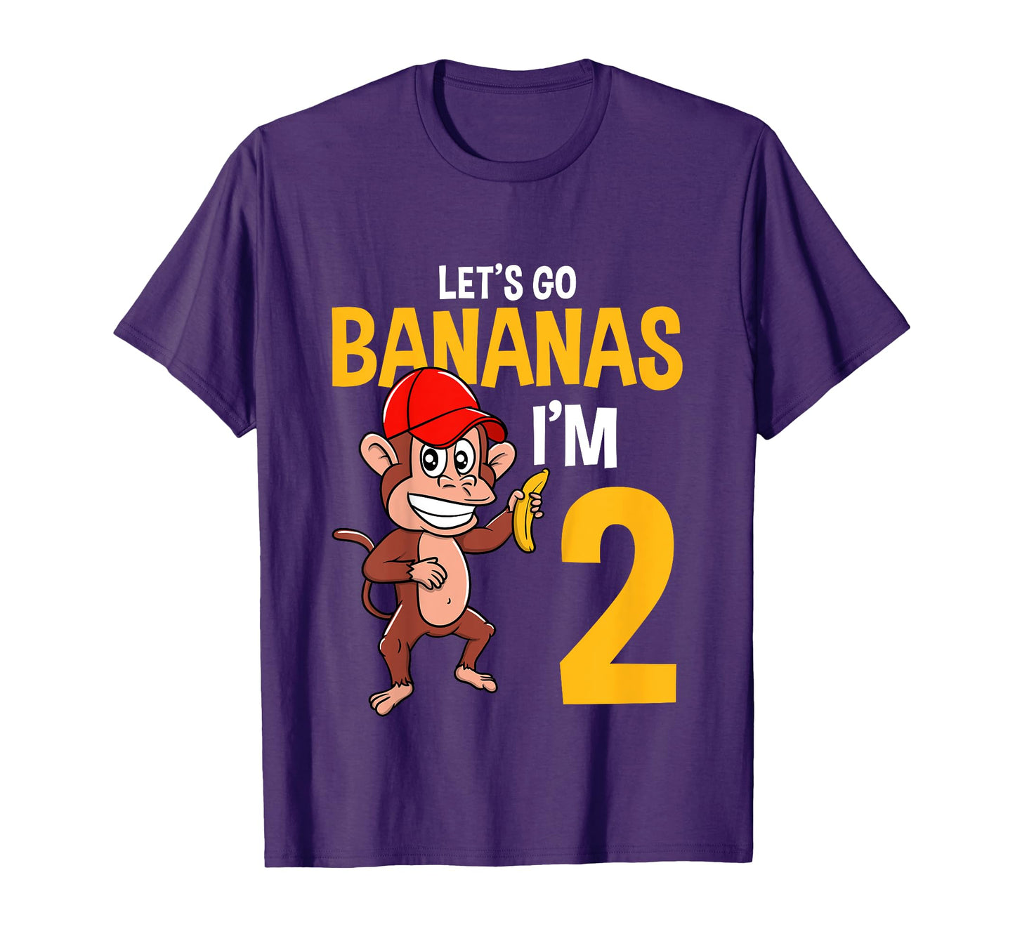 Lets Go Bananas 2nd Birthday Monkey 2 Year Old Boy Girl T-Shirt