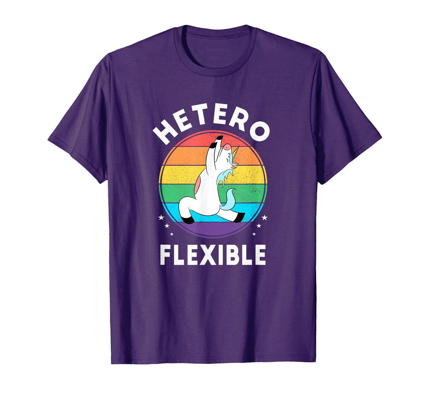 Heteroflexible Funny Yoga Unicorn Queer Ally Gay Pride Stuff T-Shirt