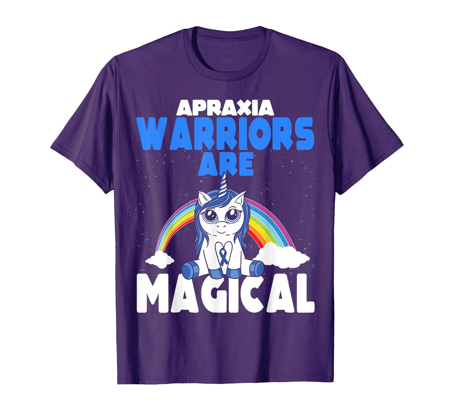 Apraxia Awareness Blue Ribbon Cute Magical Unicorn T-Shirt