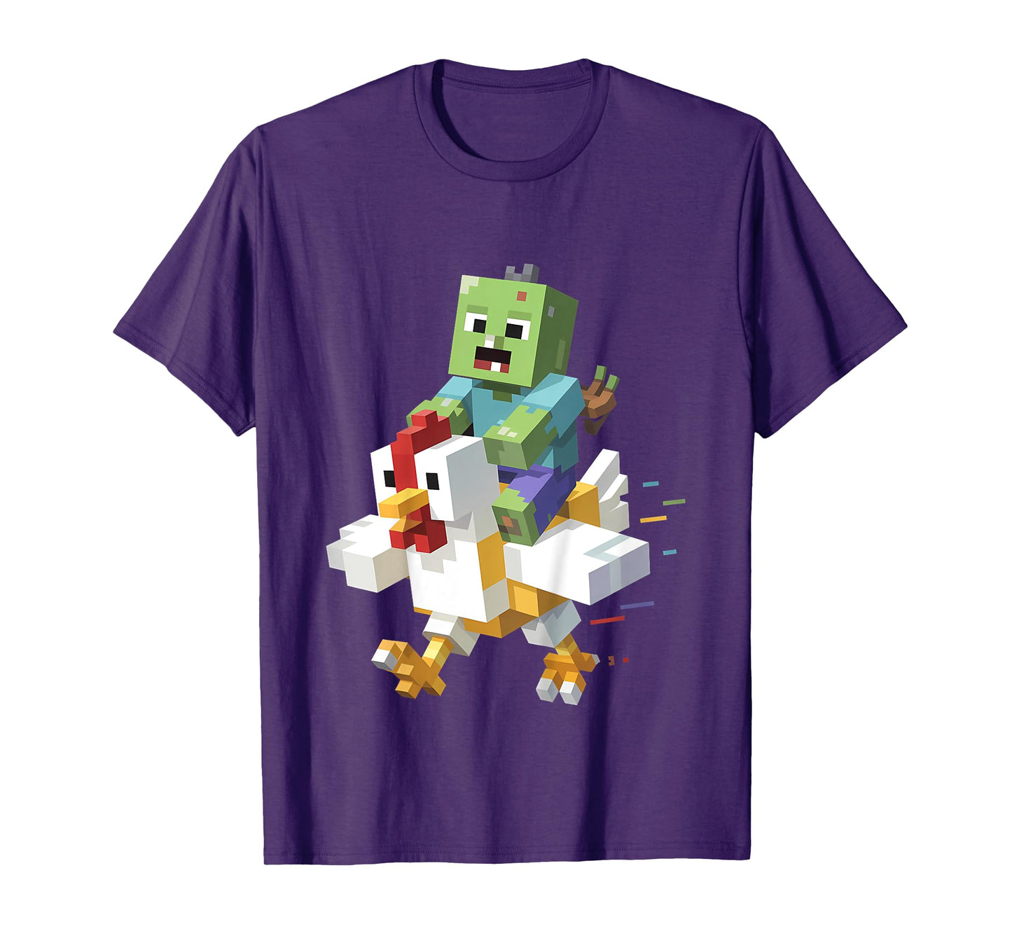 Kids Jock Chicken Shirt Pixel Art Gamer Zombie Boys Kids Funny T-Shirt