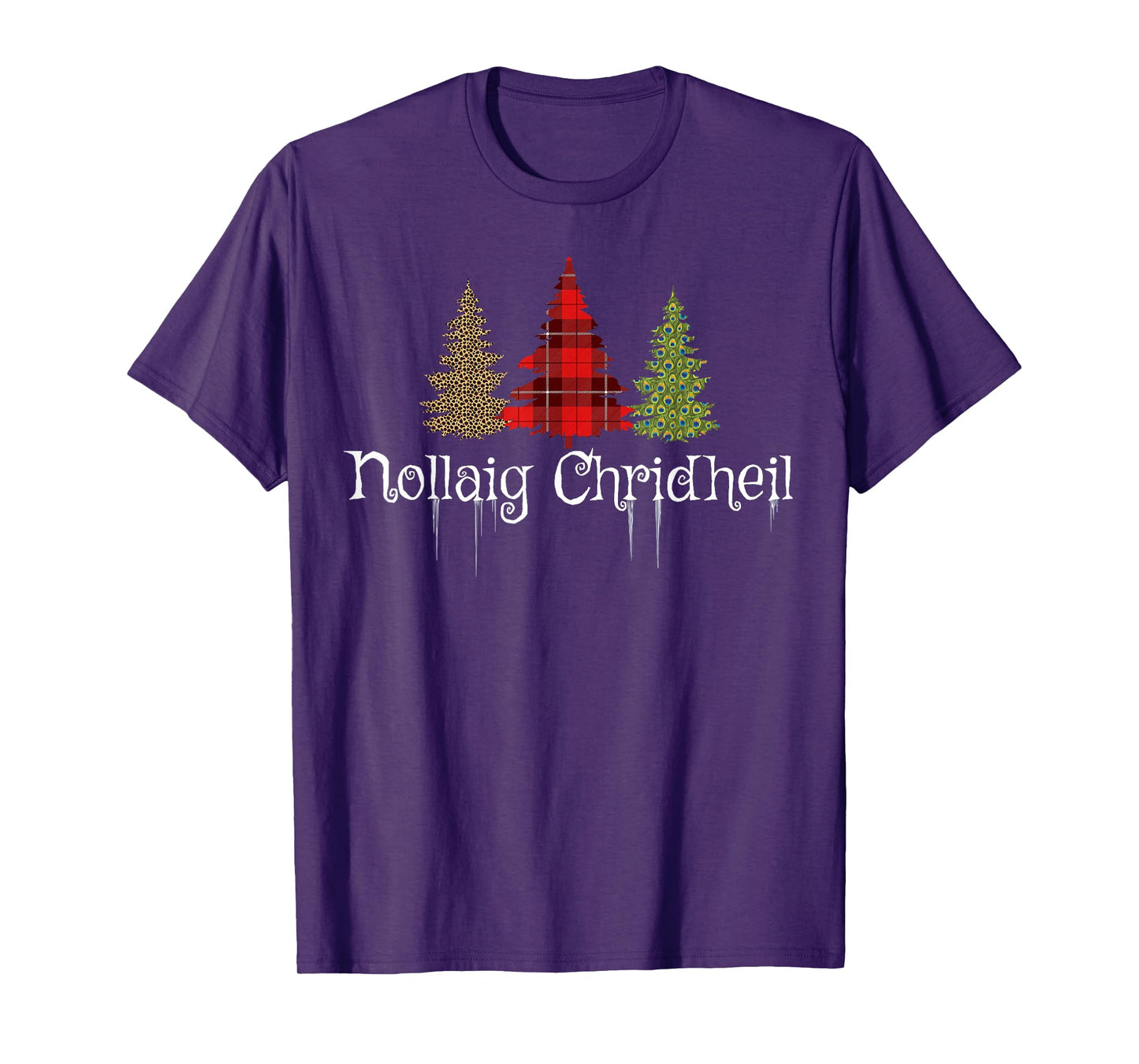 Scottish Gaelic Merry Christmas Nollaig Chridheil Plaid Tree T-Shirt