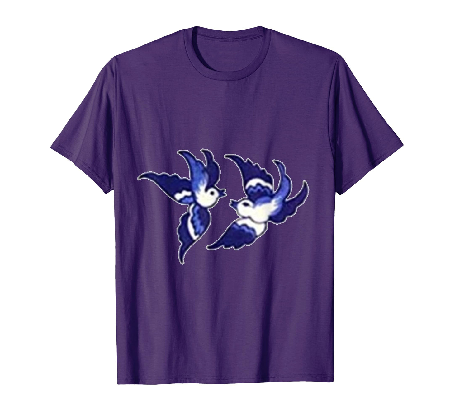 Classic Blue Willow Bird Design T-Shirt