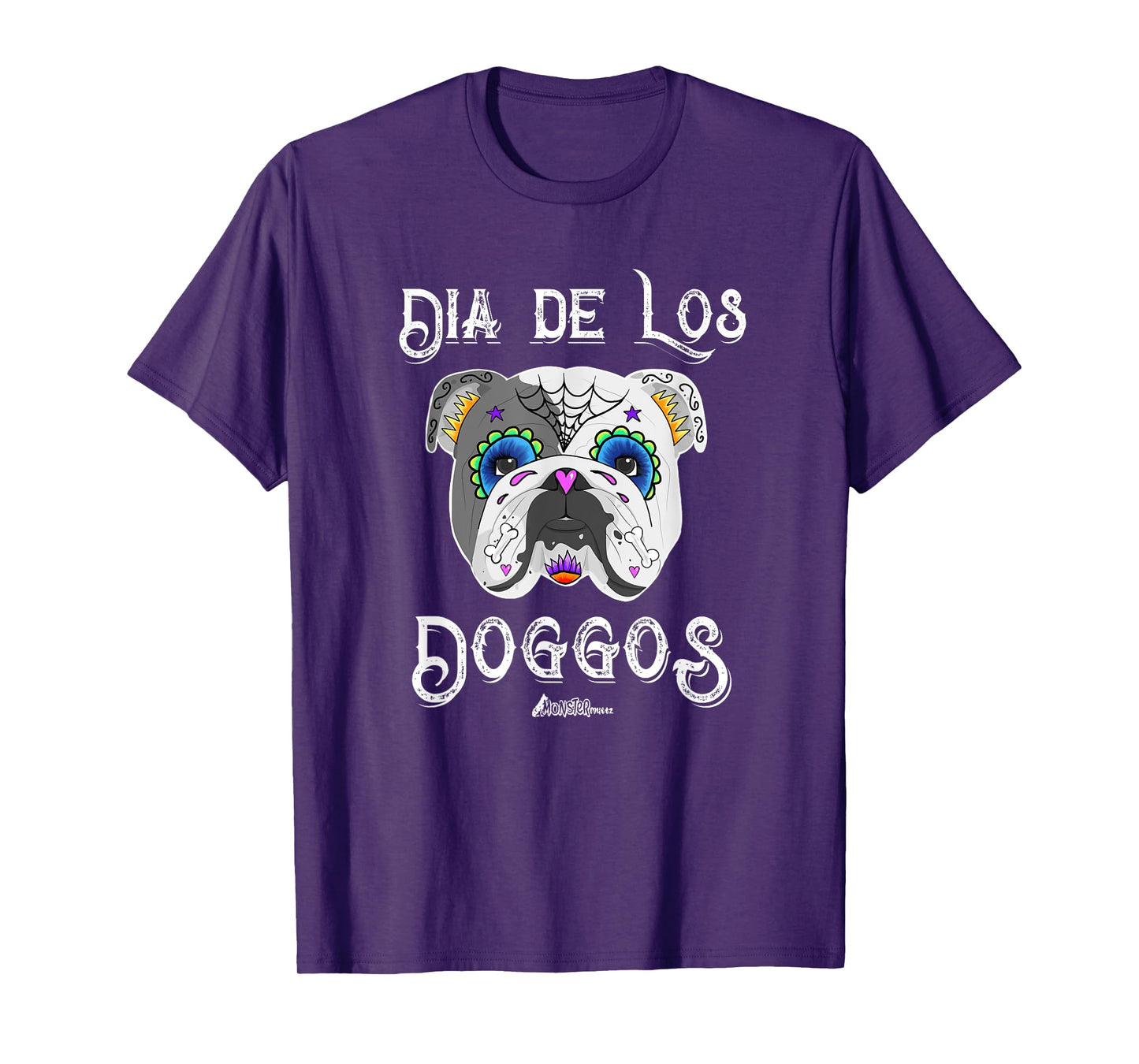 Day of the English Bulldog of the Dead Sugar Skull T-Shirt