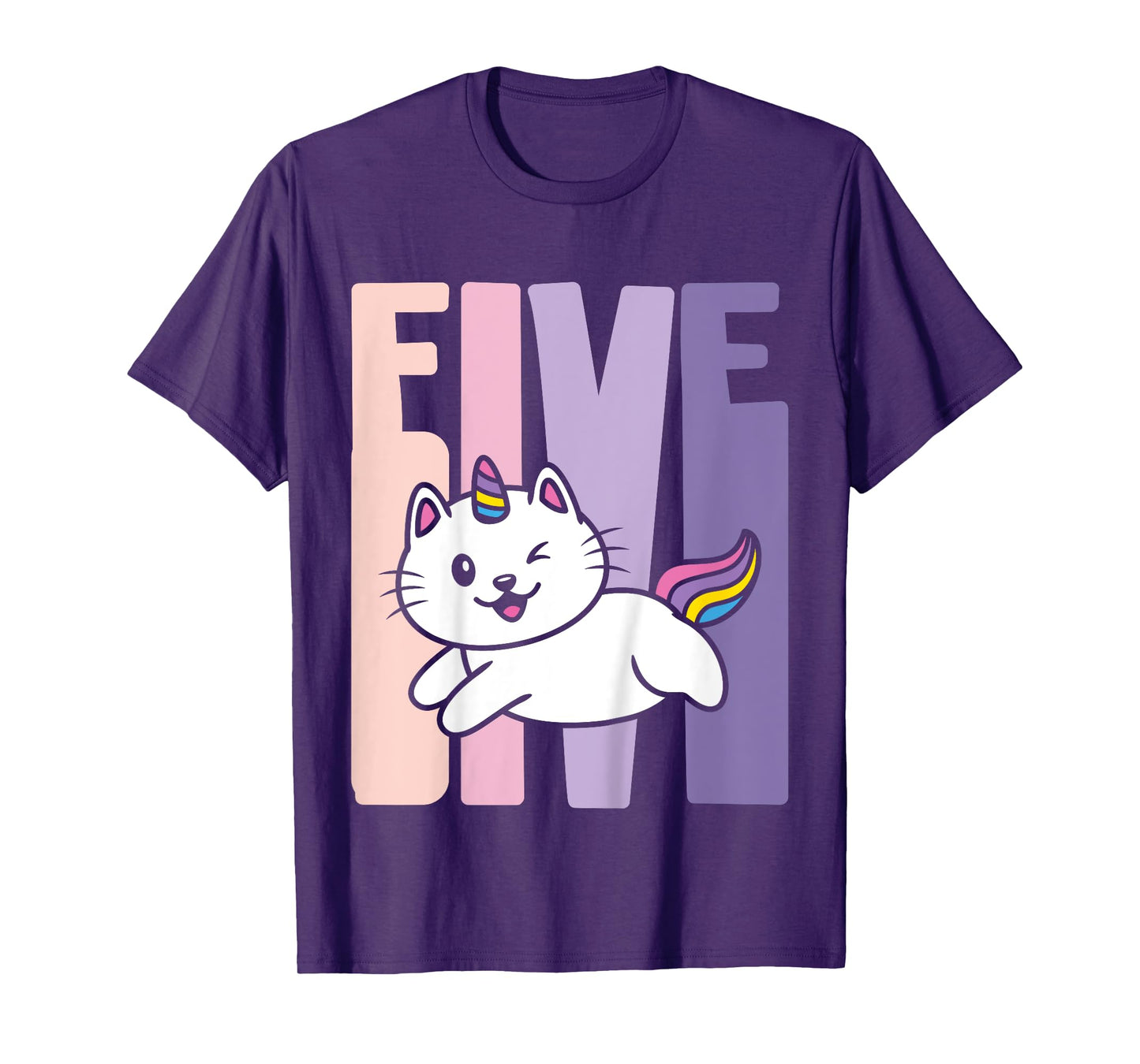 5 Year Old Cute Caticorn Cat Unicorn Birthday Girl B-day T-Shirt
