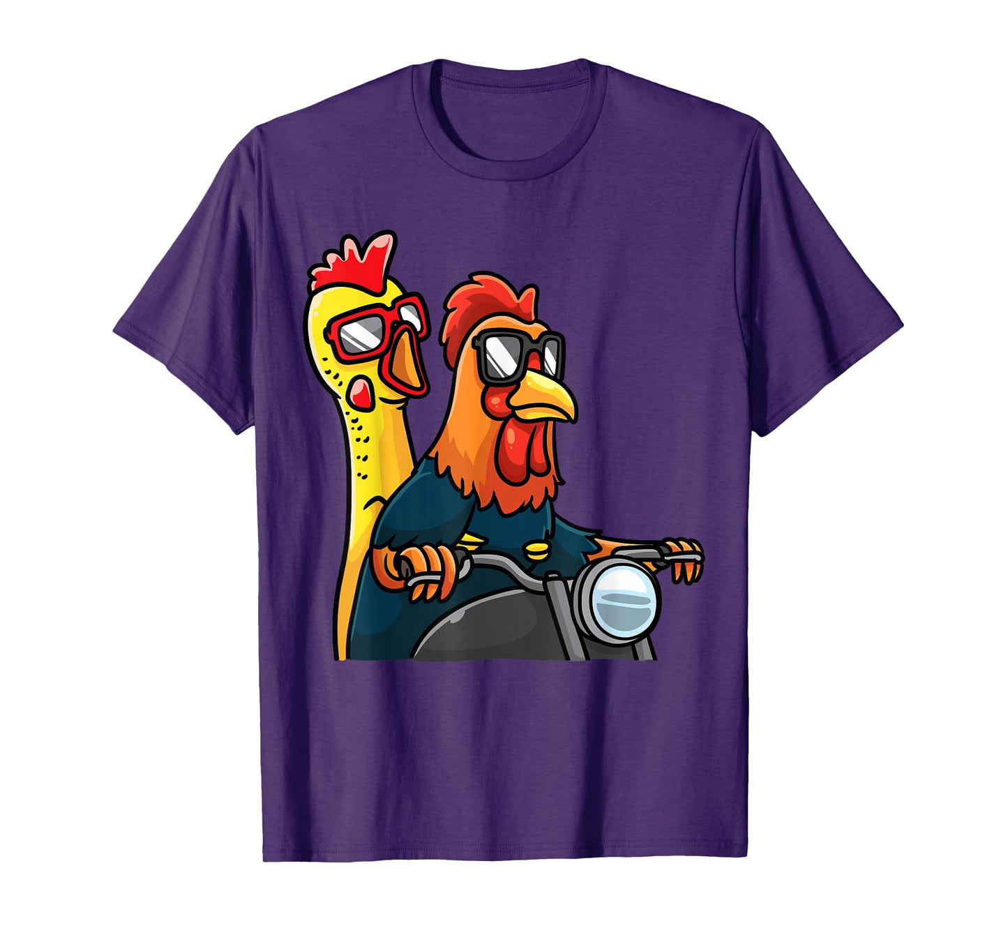 Chicken And Rubber Chicken Riding A Motorcycle Motorbike T-Shirt