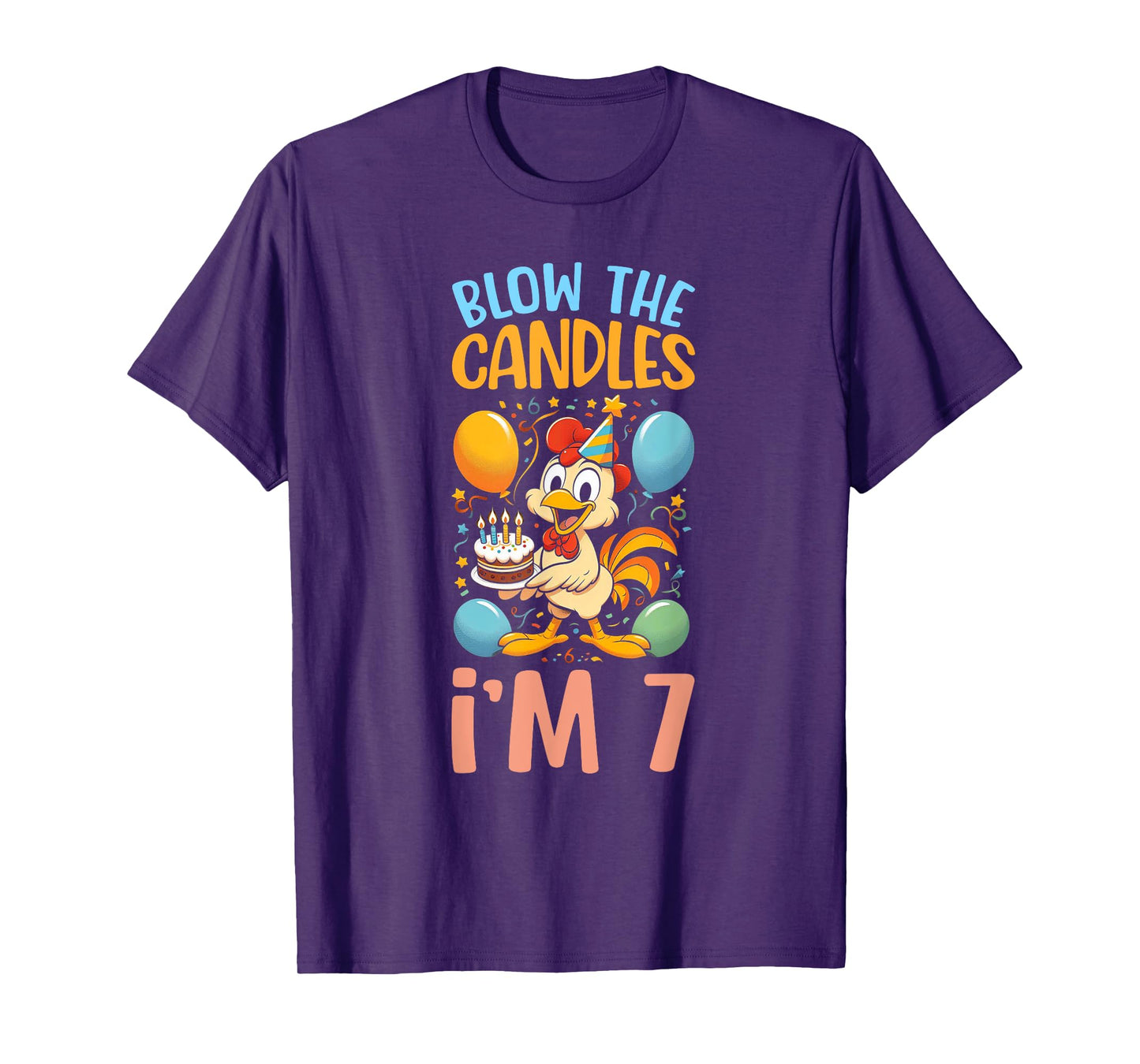 Chicken Kids 7th Birthday Party Boy 7 Year Old Bday Girl T-Shirt
