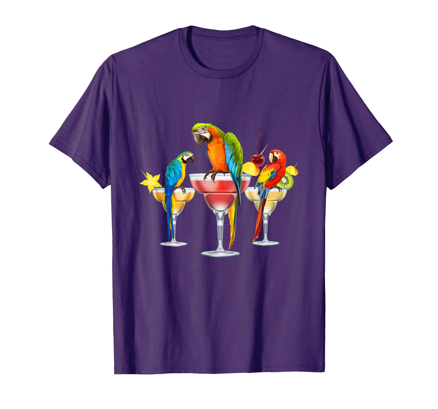 Parrots Drinking Margarita Tropical Birds Vacation Hawaiian T-Shirt