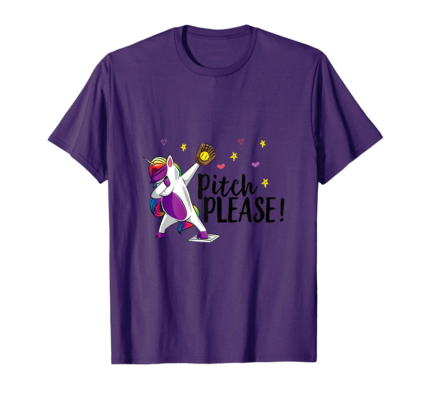 Dabbing Unicorn Funny Softball Pitcher Girls Pitch Please T-Shirt