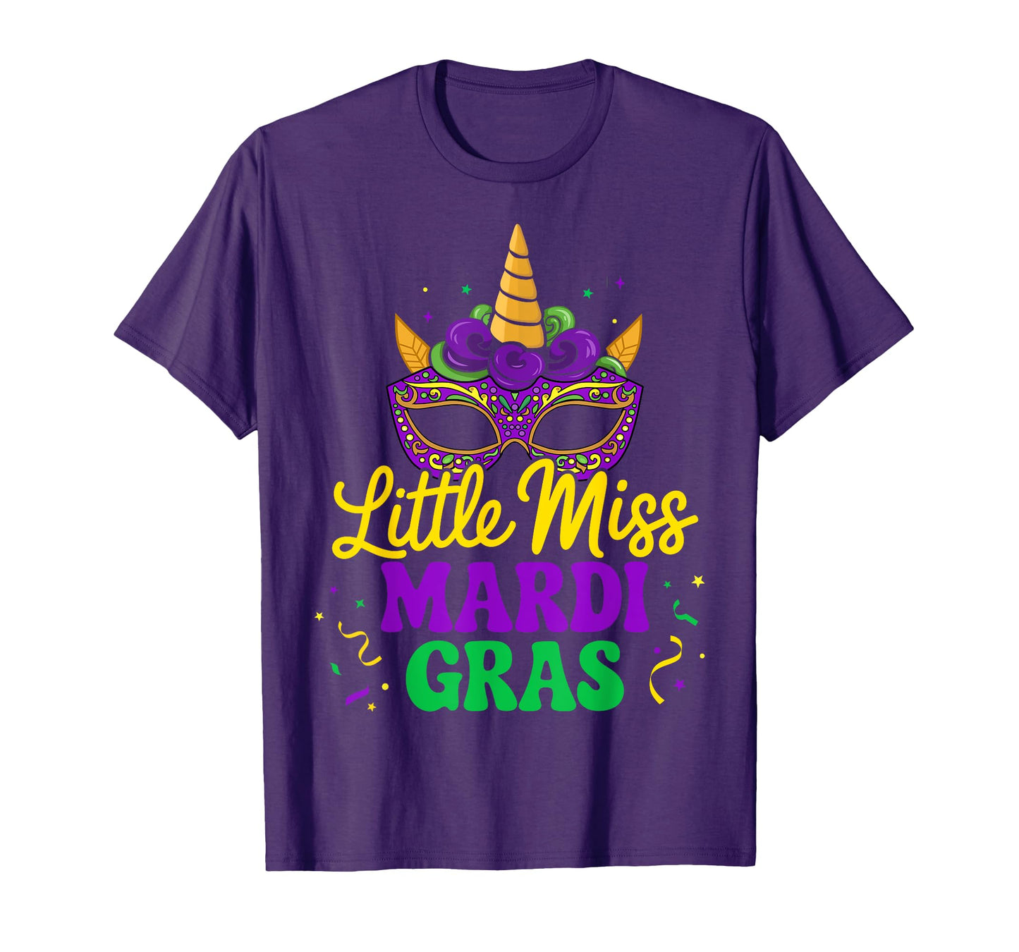 Little miss mardi gras unicorn mask for girls and women T-Shirt