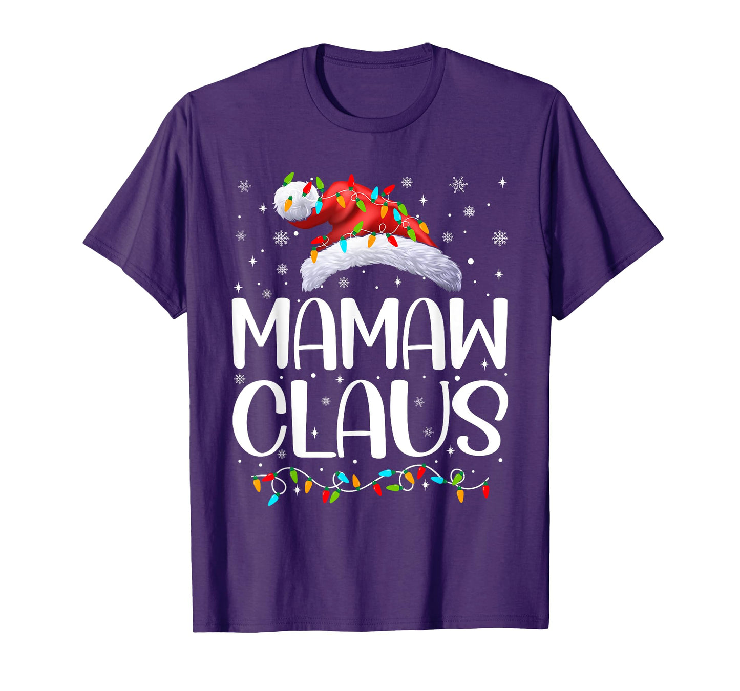Mamaw Claus Xmas Lights Christmas Pajama Matching Family T-Shirt