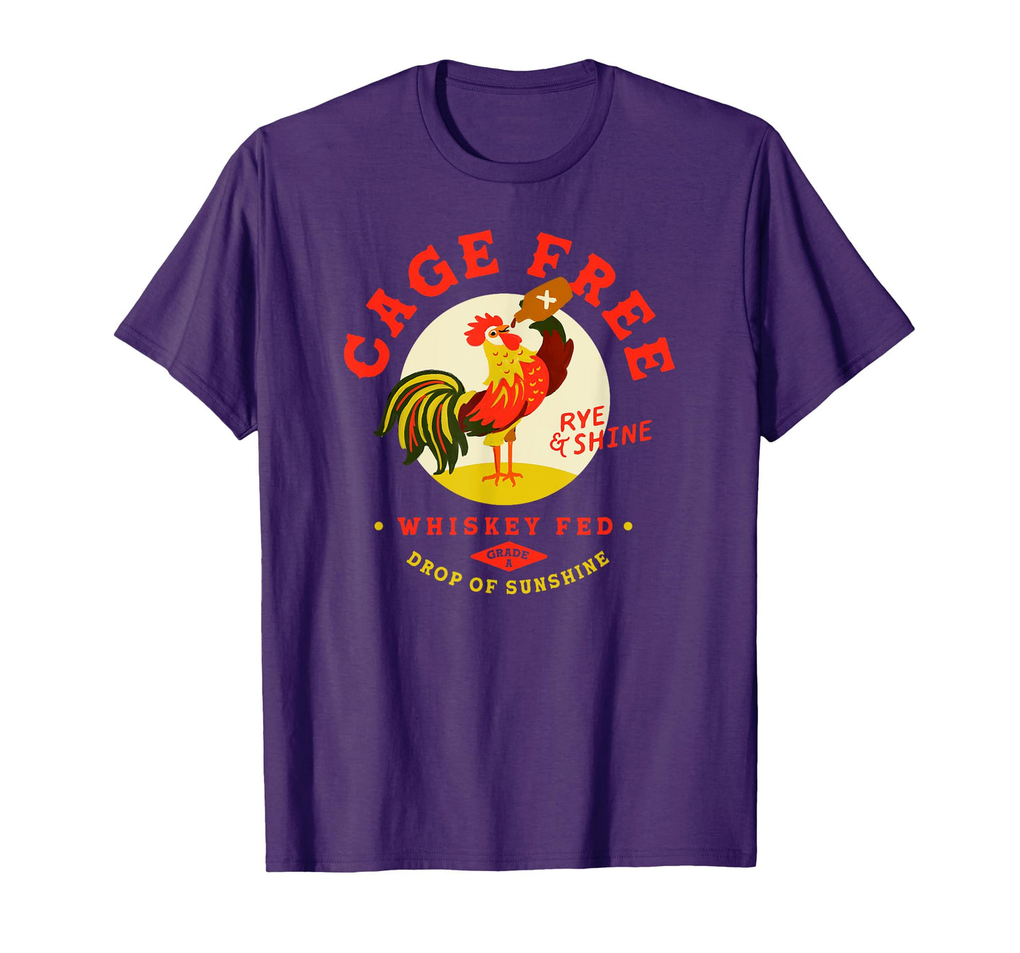 Funny Rye And Shine Whiskey Drinker Rooster Men's Party Tee T-Shirt