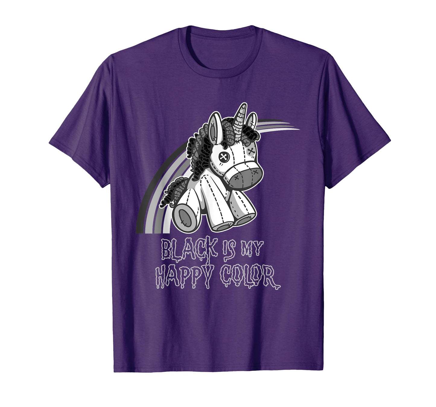 Black Is My Happy Color Gothic Unicorn Goth Girl Emo T-Shirt