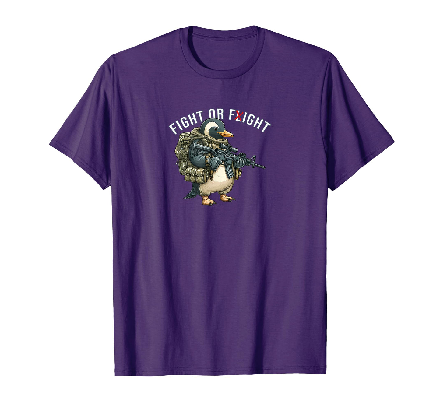 Fight or Flight - Tactical Penguin - Military Tribute T-Shirt