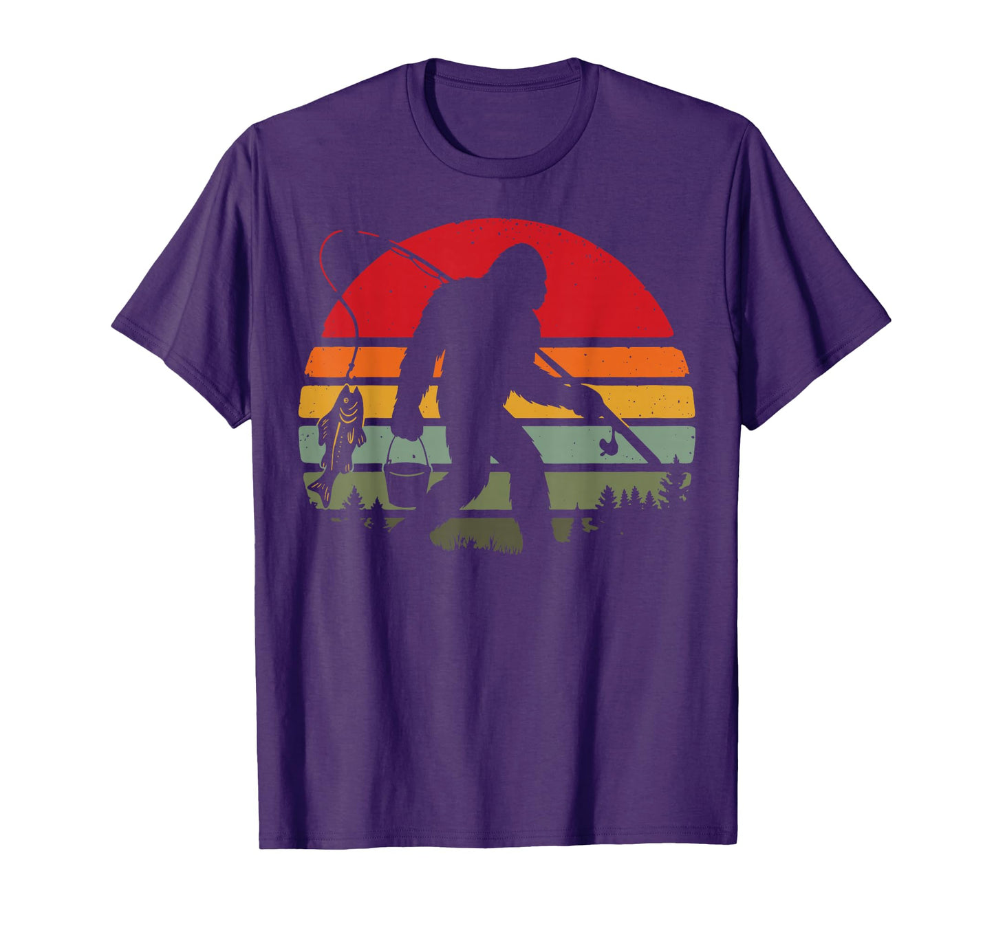 Bigfoot Fishing Retro Sasquatch T-Shirt