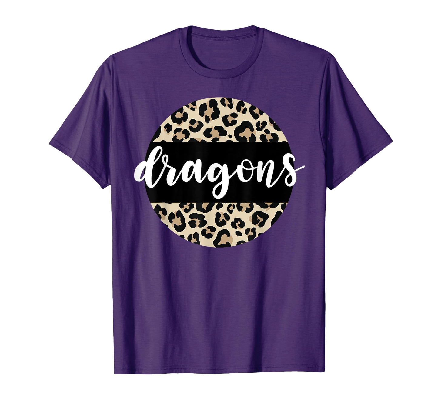 Leopard Print Dragons Team Mascot School Spirit Game Night T-Shirt