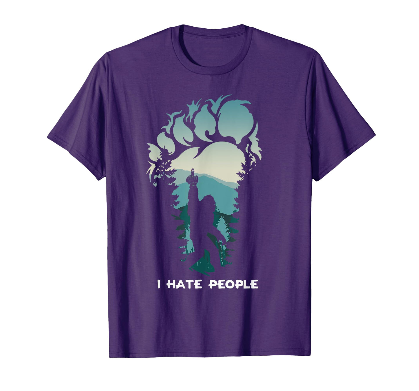 I Hate People Bigfoot Footprint T-Shirt
