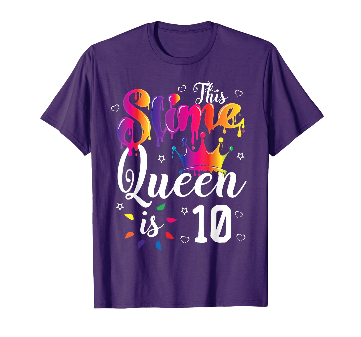 slime queen crown Birthday 10th gift for girls 10 years old T-Shirt
