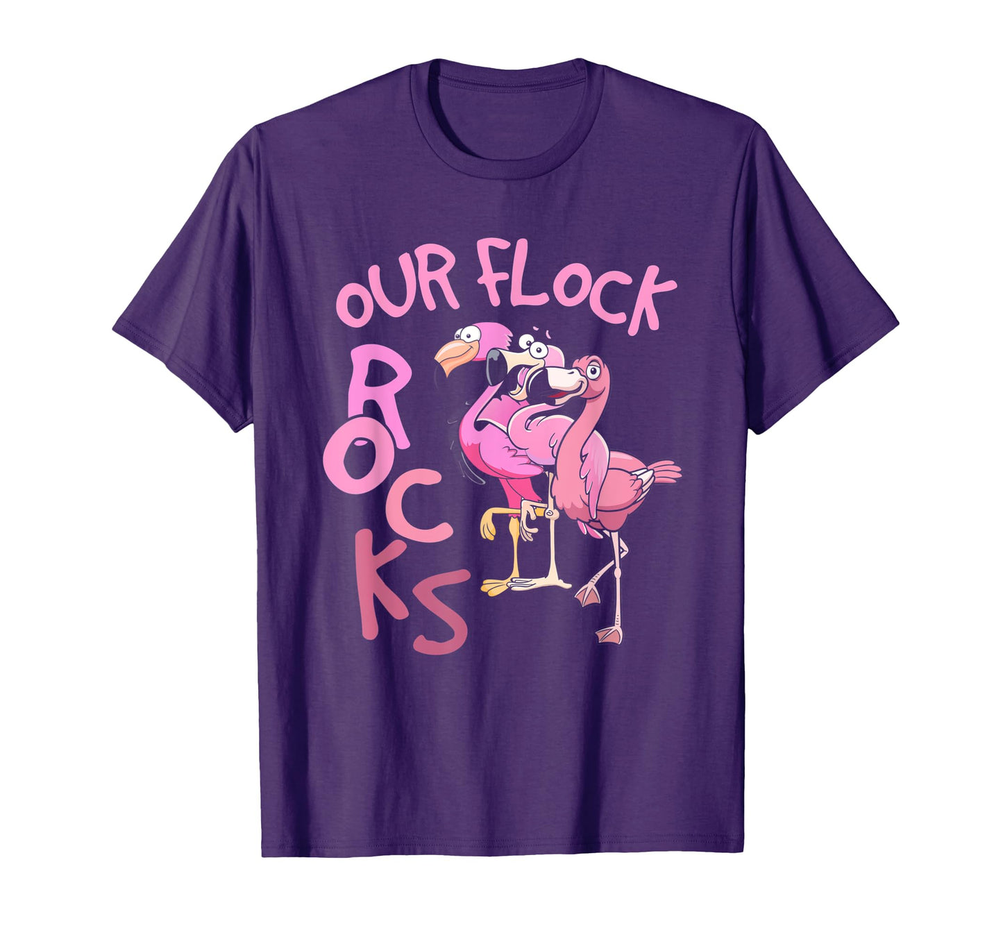 Our Flock Rocks Flamingo Matching Family Vacation Group T-Shirt
