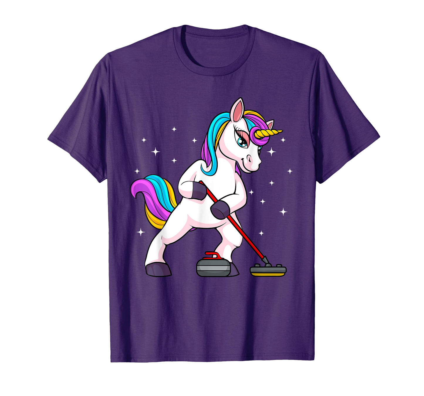 Cute Curling Art For Men Women Unicorn Curler Curling Sport T-Shirt