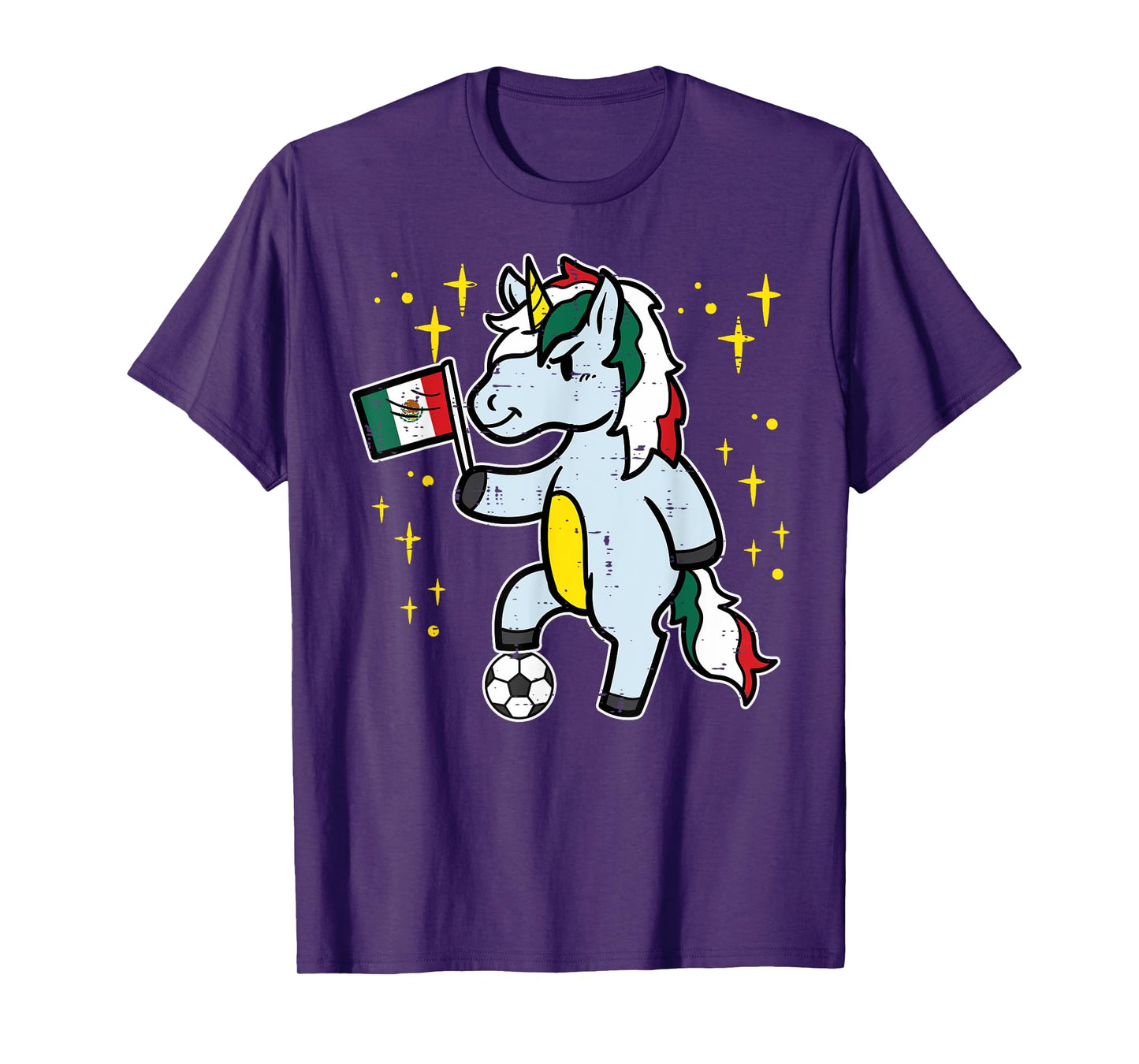 Mexico Flag Unicorn Football Soccer Fan Women Girls Kids T-Shirt