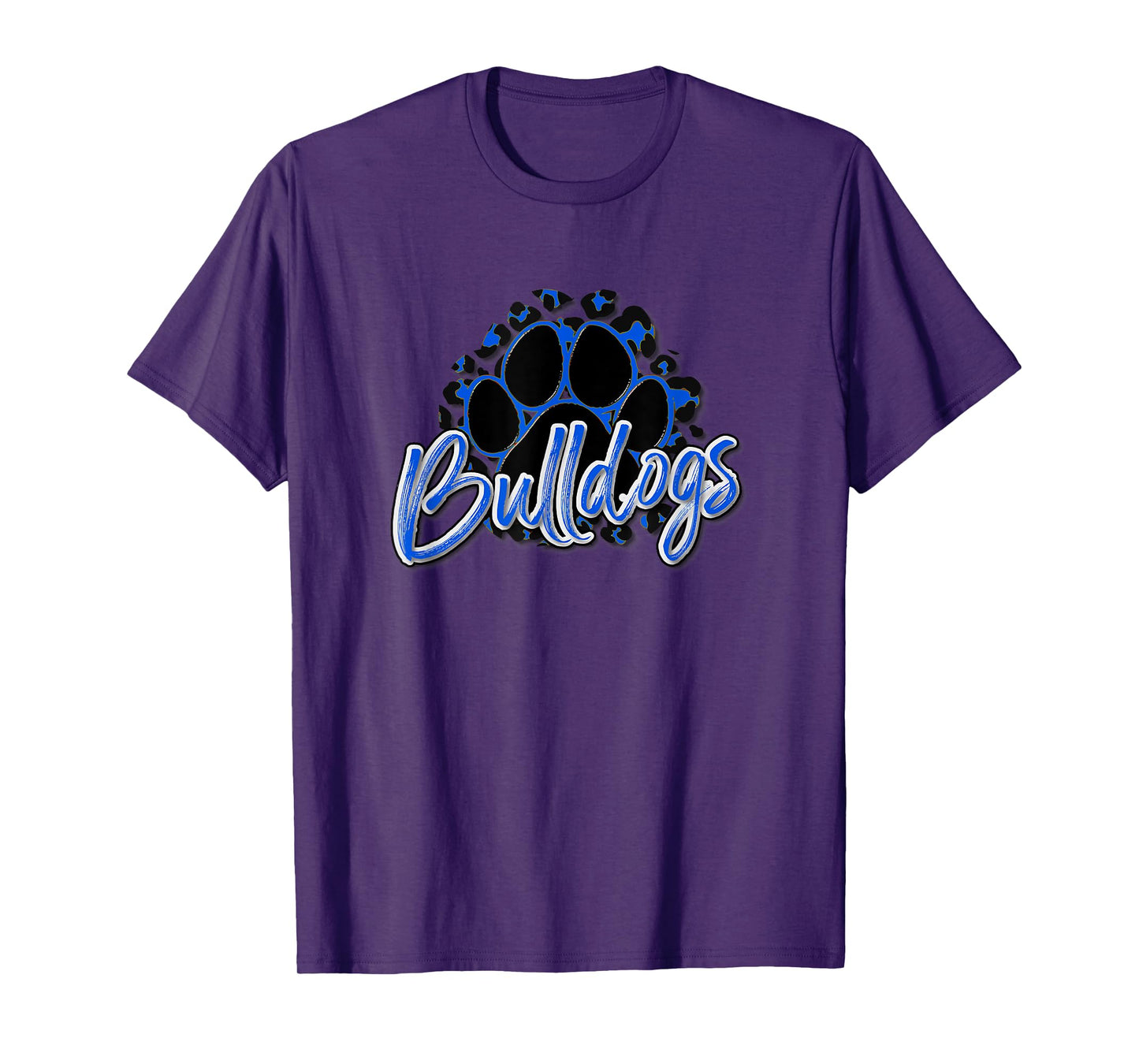 Bulldogs Blue Black Cheetah School Sports Fan Team Spirit T-Shirt
