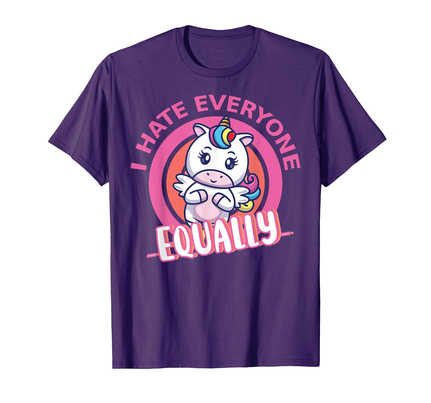 I Hate Everyone Equally People Suck Antisocial Unicorn Funny T-Shirt