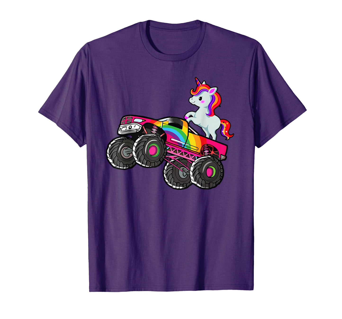 Girls Monster Truck Unicorn Rainbow Monster Truck Girl Women T-Shirt