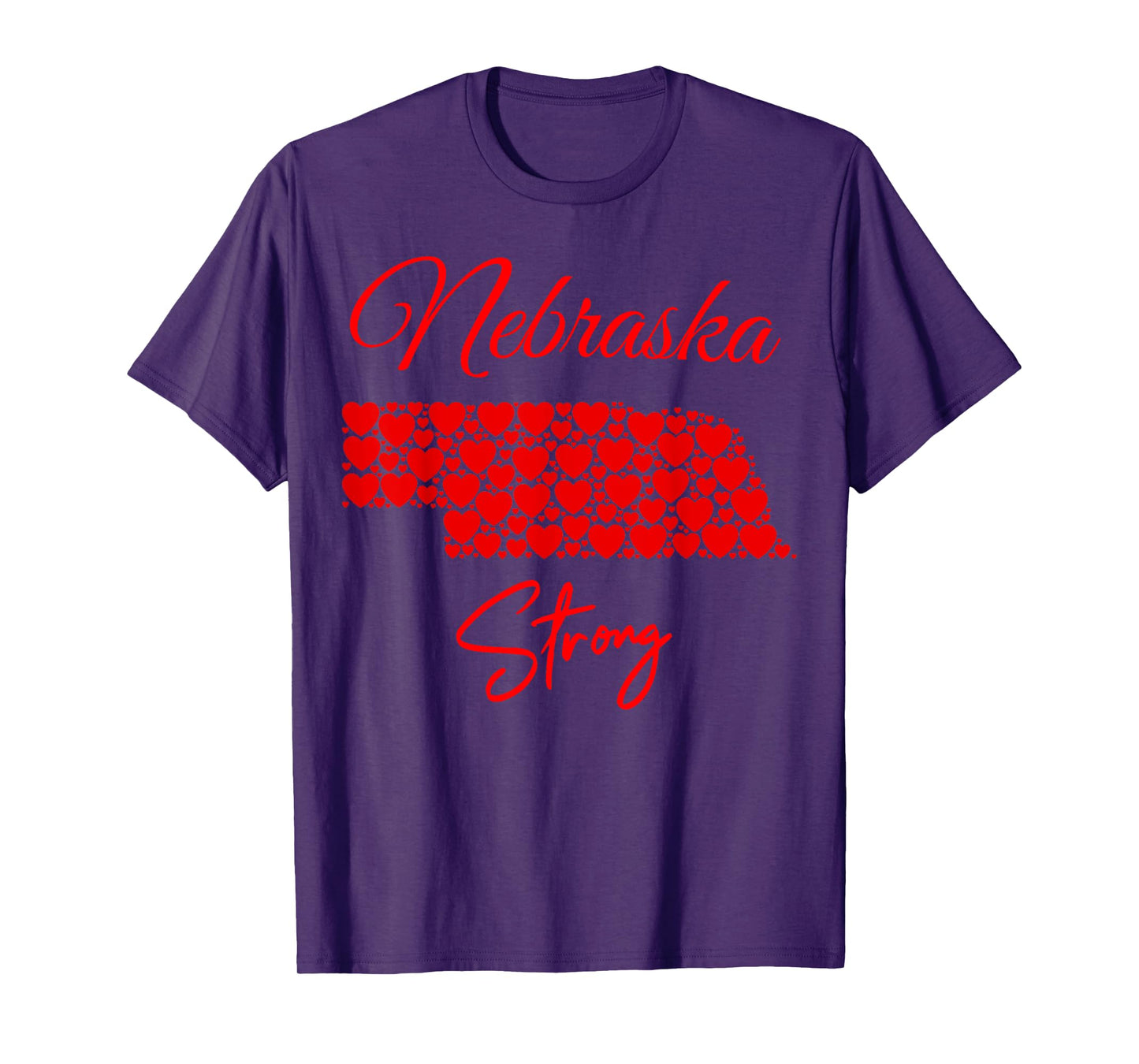 Men's Women's Nebraska-Strong T-Shirt Red Hearts Map Shirt T-Shirt
