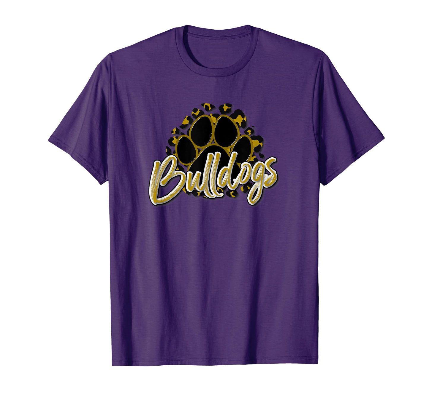 Bulldogs Gold Black Cheetah School Sports Fan Team Spirit T-Shirt