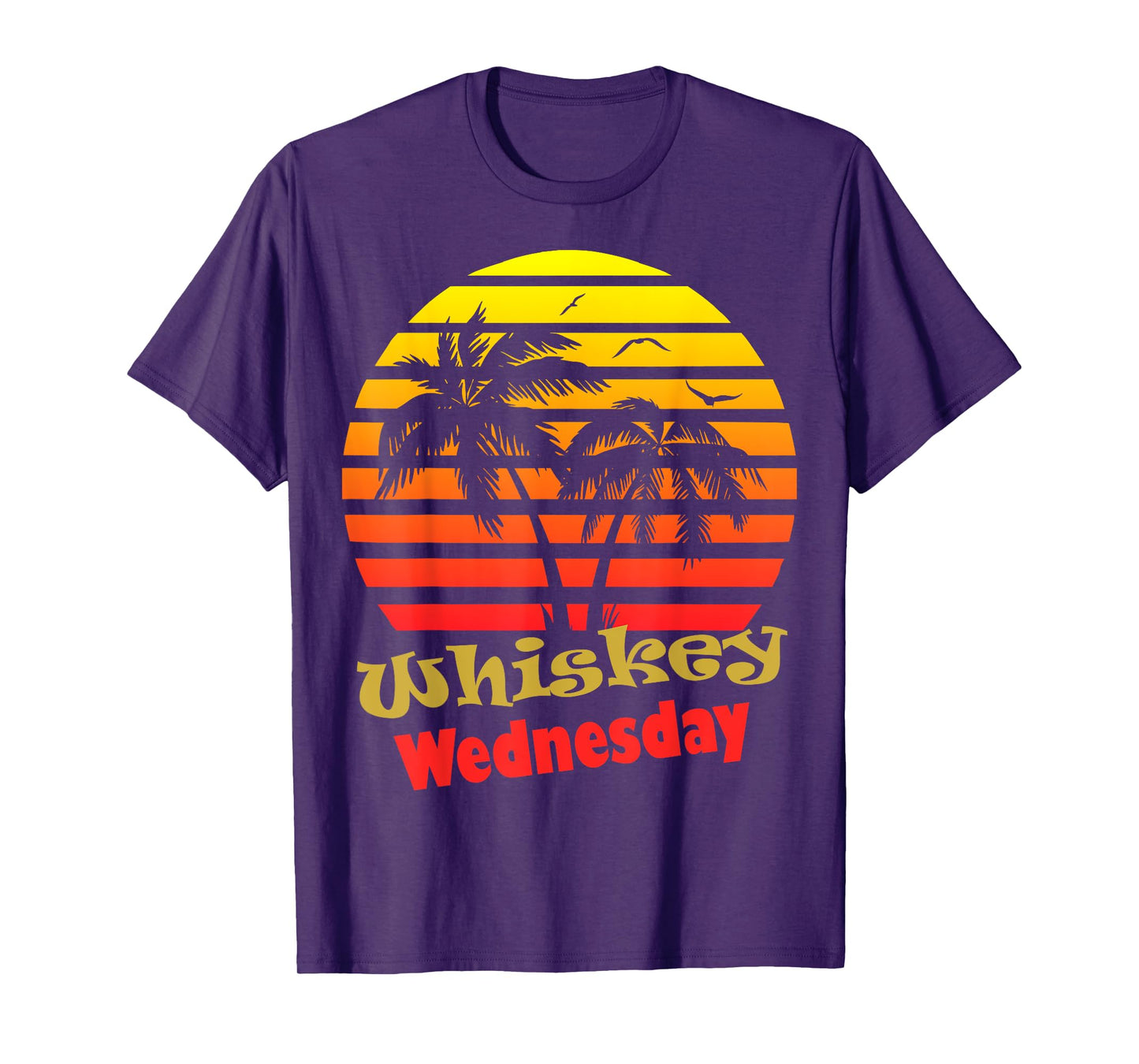Whiskey Wednesday 80s Summer Beach Palm Tree Sunset T-Shirt for Men Women
