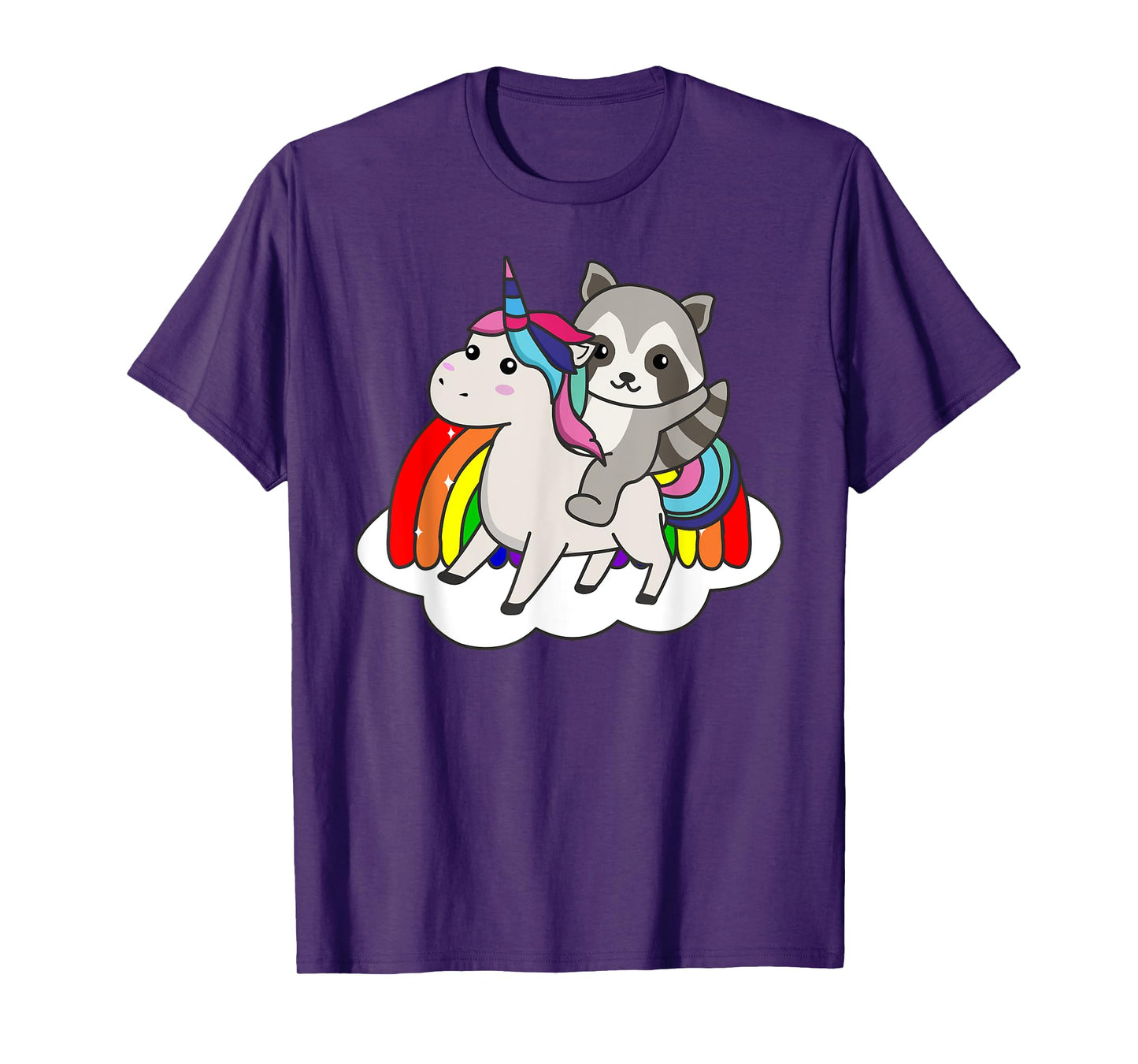 Raccoon On Unicorn Rainbow Animals Sweet Unicorns T-Shirt