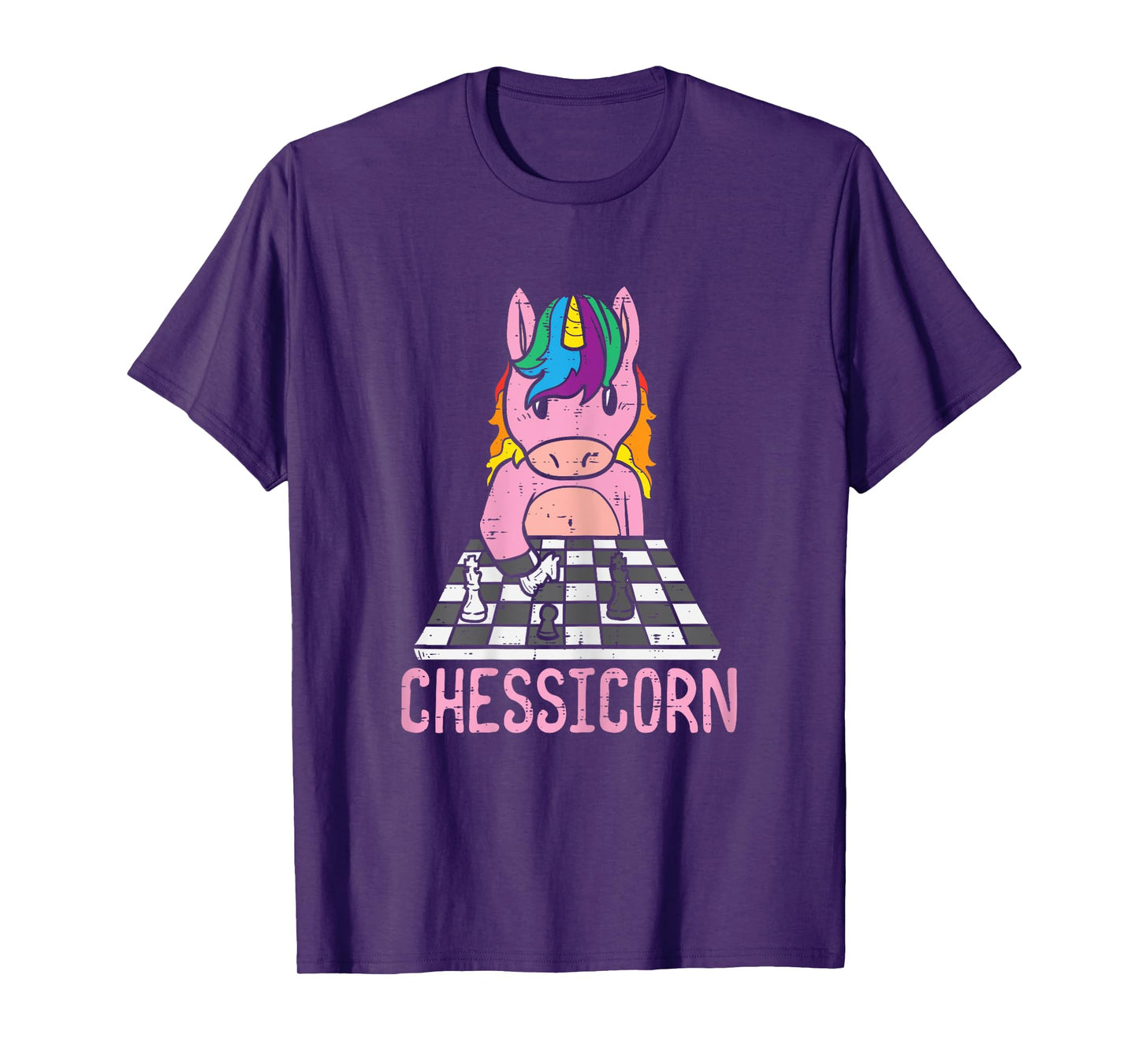 Chessicorn Unicorn Playing Chess Player Women Girls Kids T-Shirt