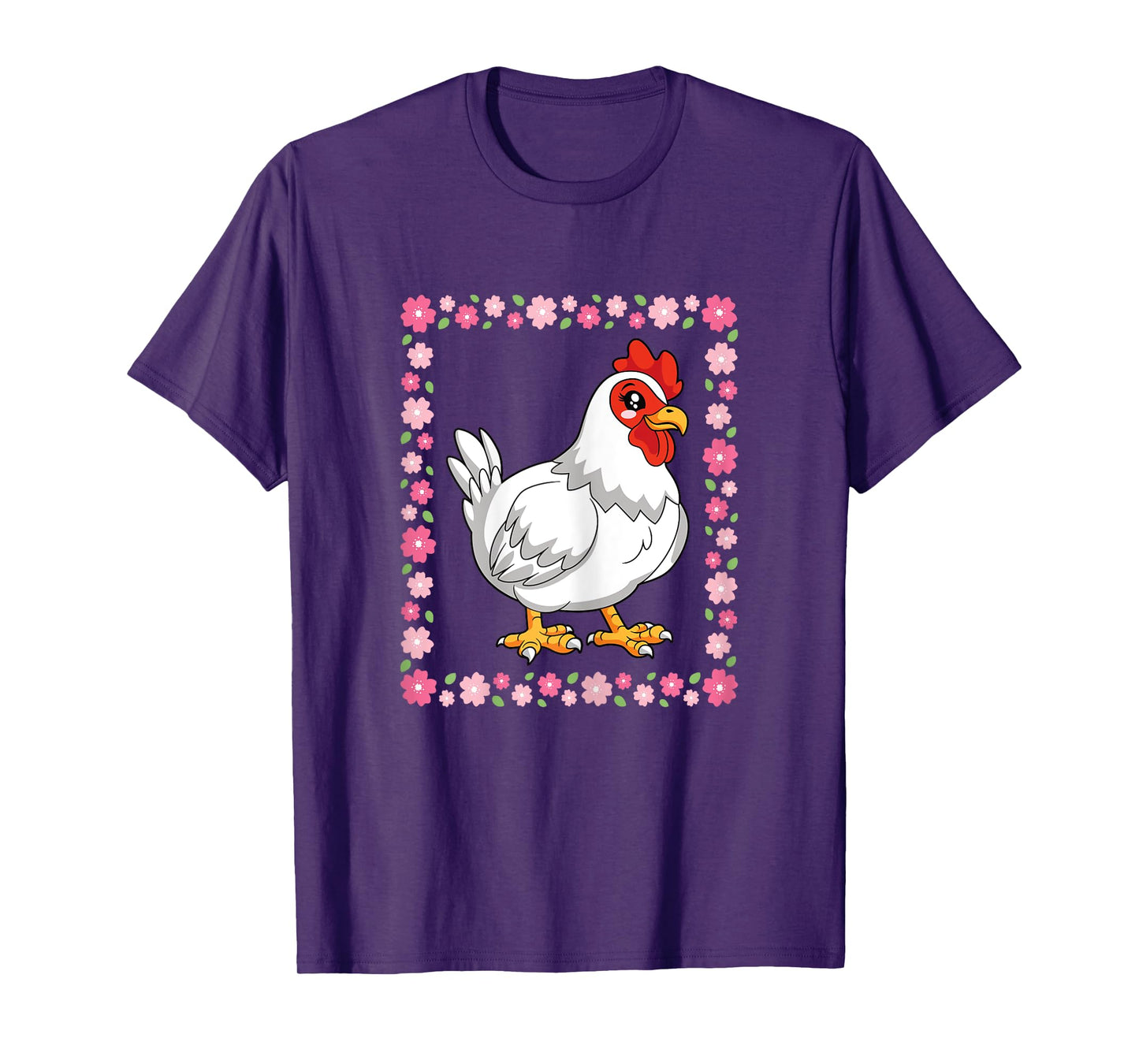 Cute Chicken Flower Chicken Lover Farming Women Girls T-Shirt