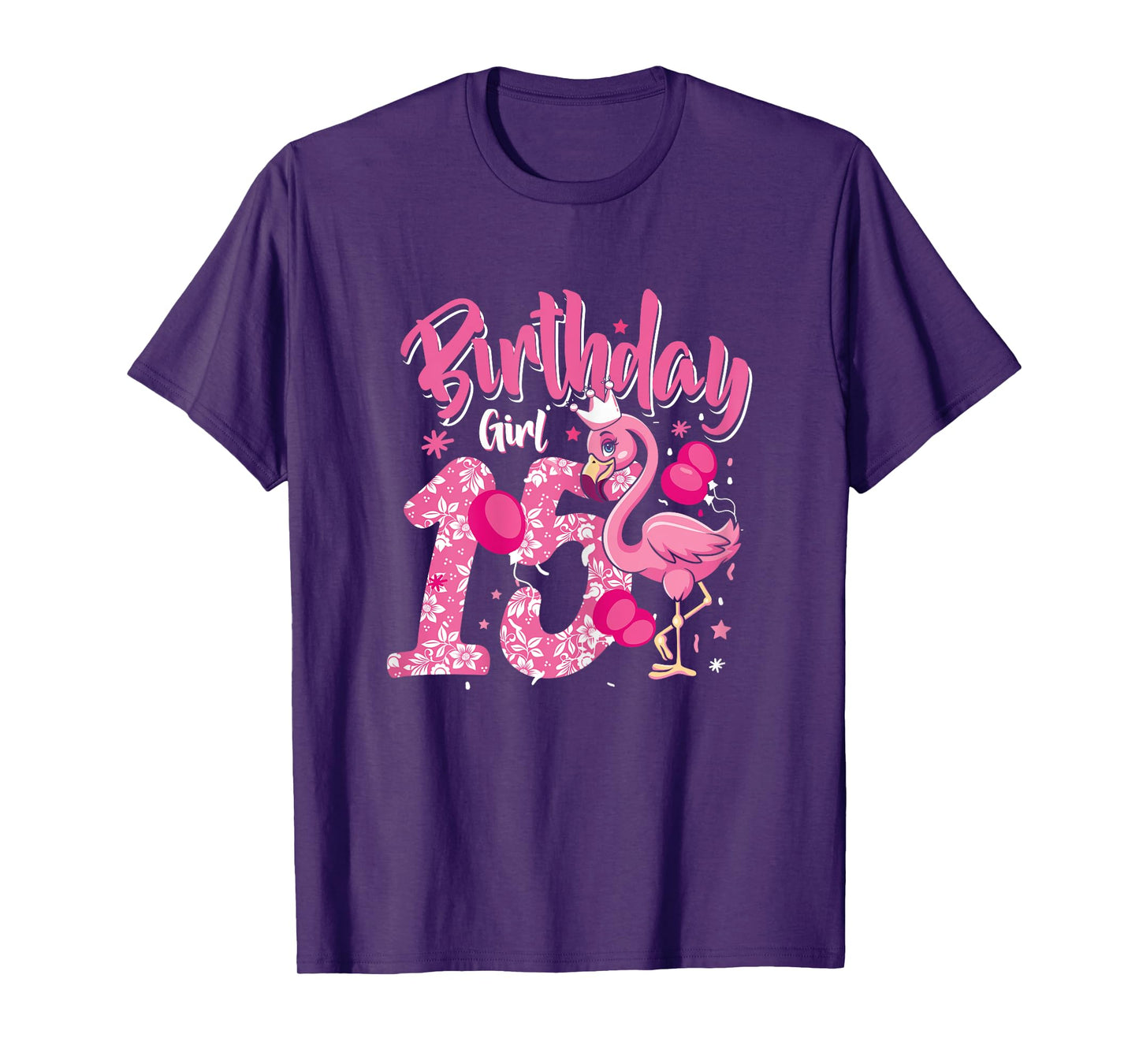 15th Birthday Gift Flamingo Fan 15 Year Old Girls 15th Bday T-Shirt