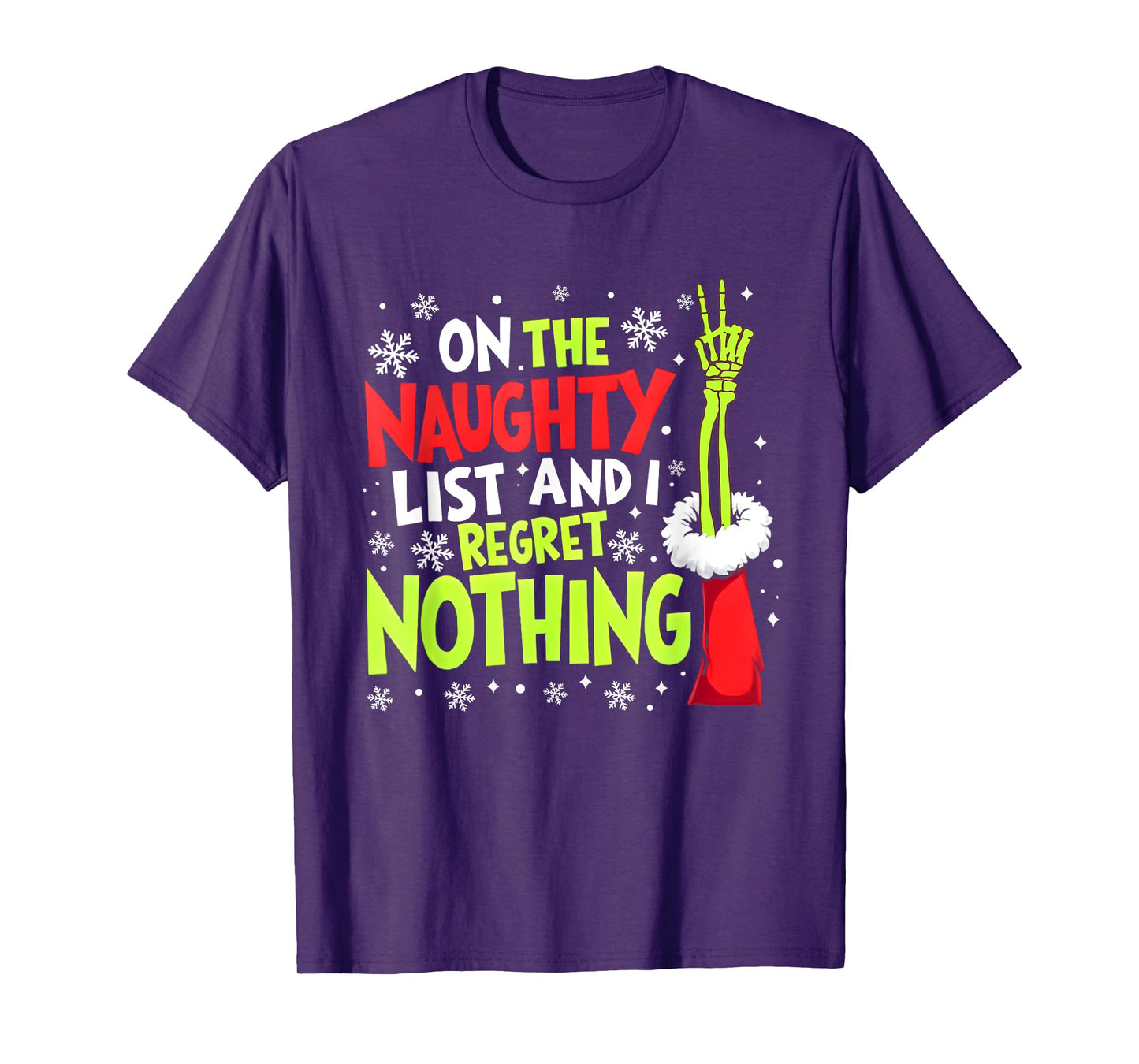 Funny On The List Of Naughty And I Regret Nothing Christmas T-Shirt