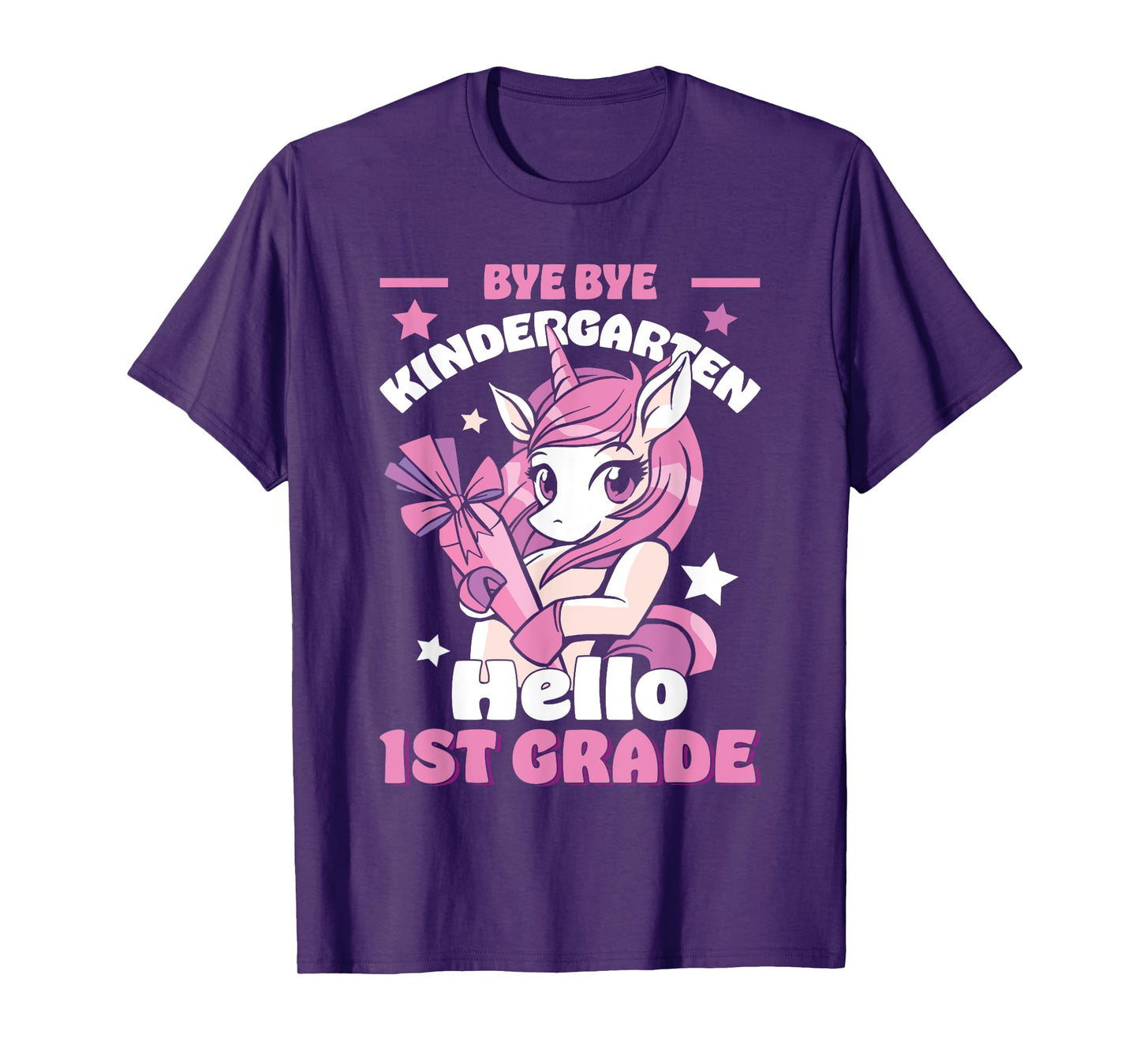 Bye By Kindergarten Hello First 1st Grade Unicorn Girls T-Shirt
