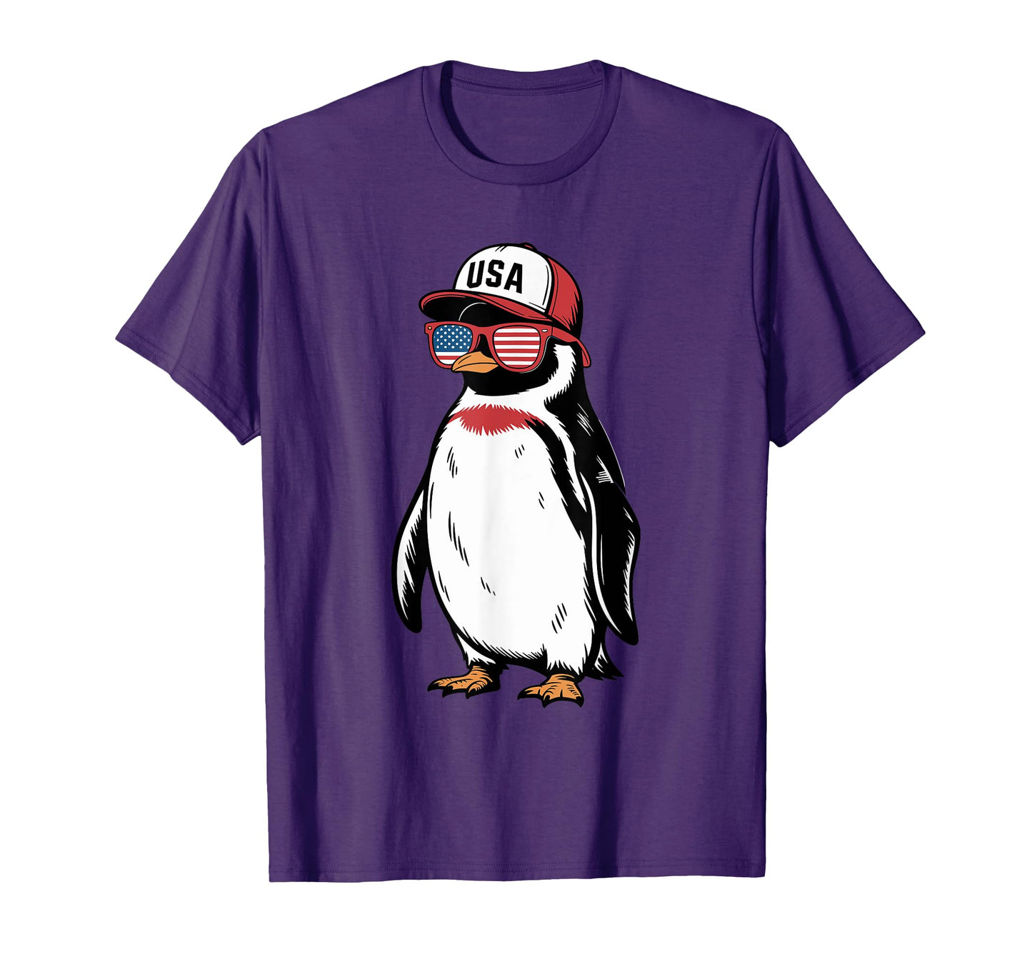 Cool Penguin USA Flag Sunglasses Independence 4th of July T-Shirt
