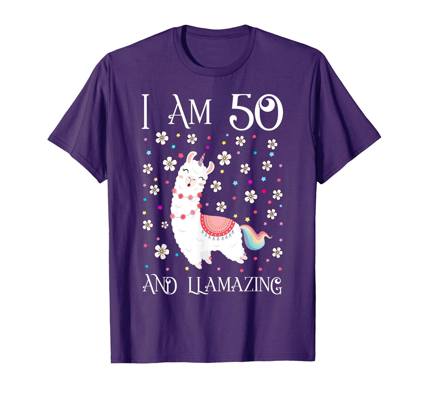 I am 50 Years Old Llamazing Cute Llama 50th Girl Birthday T-Shirt