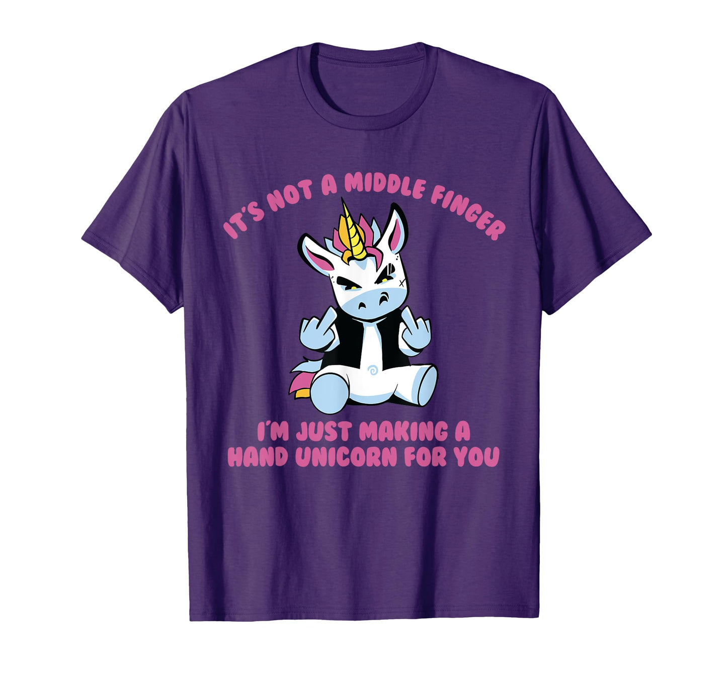 Sarcastic Life Co. Unisex-Adults Not A Middle Finger I'm Just Making A Hand Unicorn T-Shirt