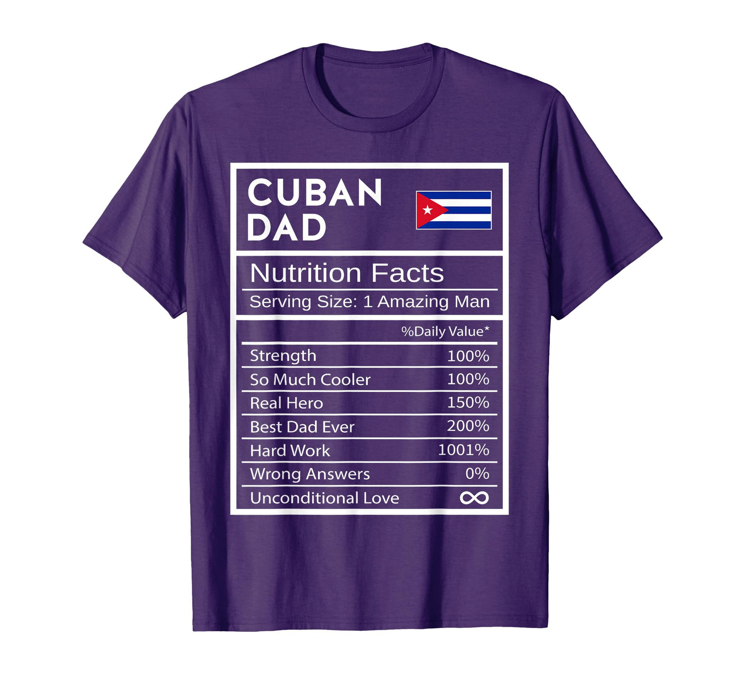 Cuban Dad Nutrition Facts National Pride Gift For Dad T-Shirt