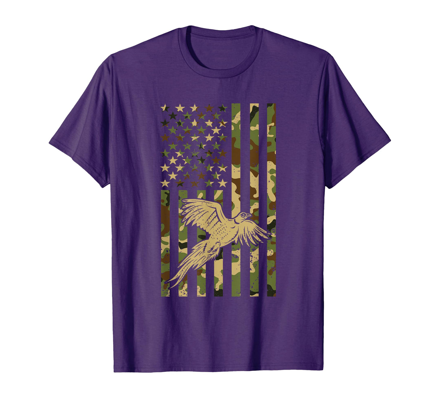Pheasant Hunting Bird Hunter Hunting American Flag Camo Women Men T-Shirt