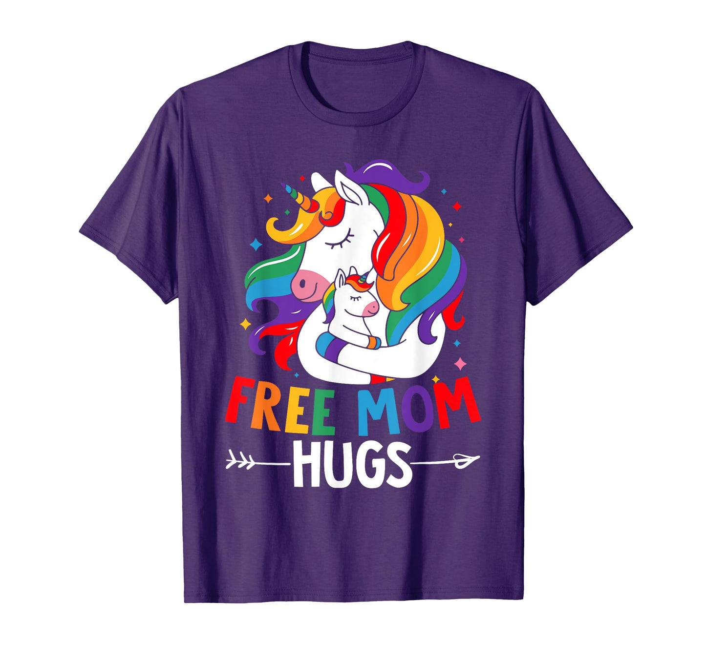 Free Mom Hugs Unicorn Rainbow LGBT Flag LGBT Gay Pride Month T-Shirt