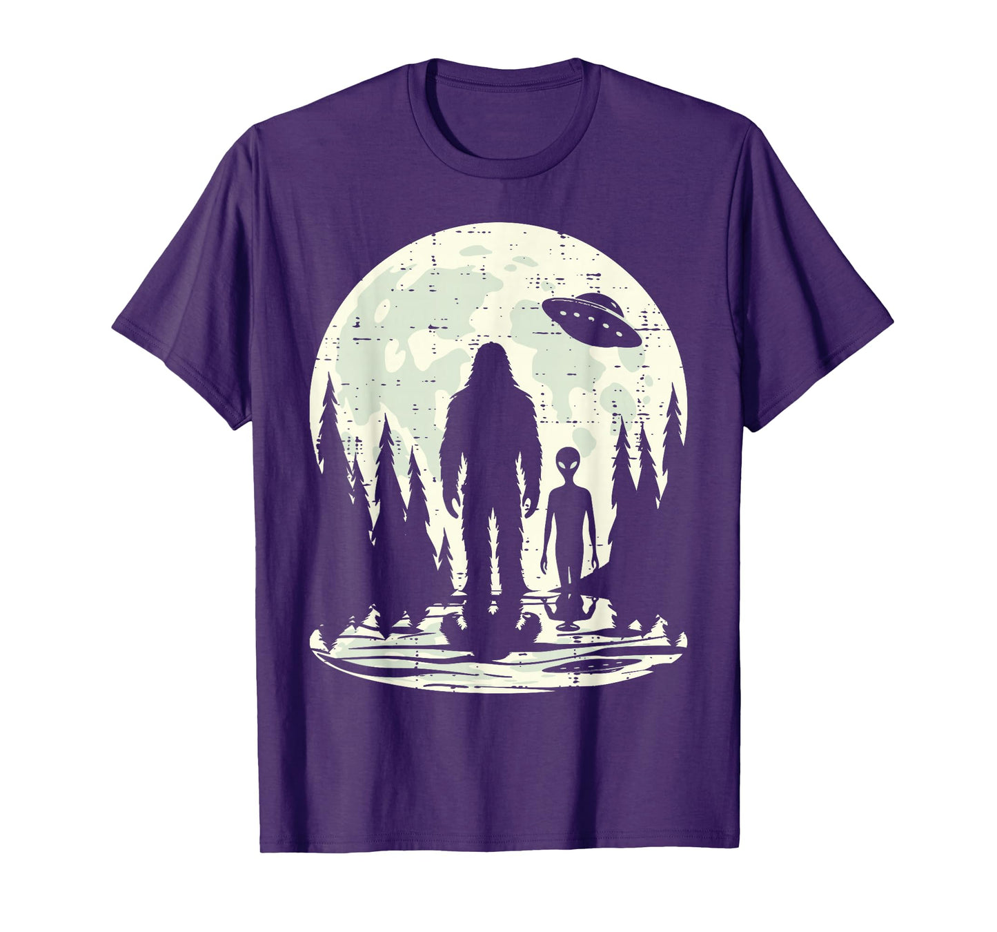 Alien Bigfoot Ufo Moon Funny Sasquatch Men Women Boys Kids T-Shirt