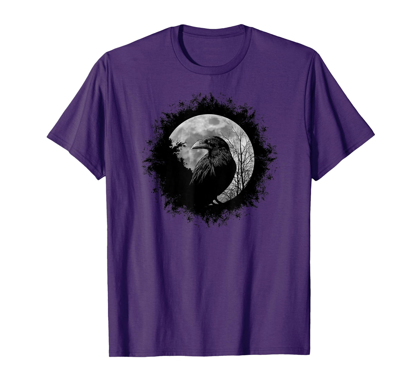 Mystic Black Crow Artwork Full Moon Raven T-Shirt