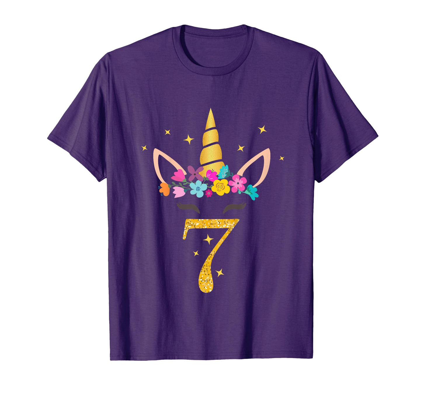 Kids 7th Birthday Unicorn Design for Girls 7-Year-Old T-Shirt