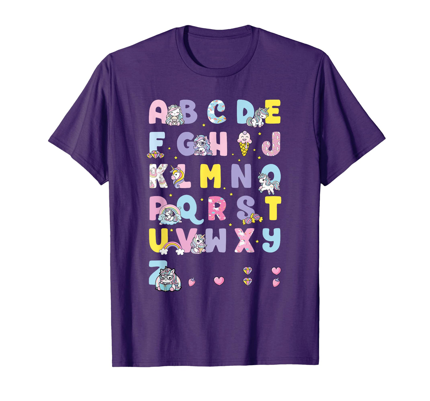Cute Unicorn Alphabet Unicorn Girls T-Shirt