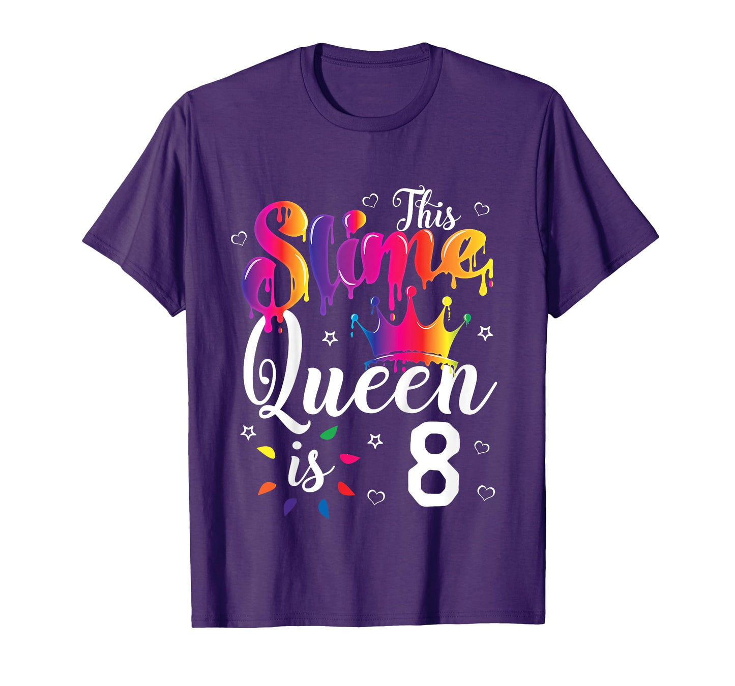 slime queen crown Birthday 8th gift for girls 8 years old T-Shirt